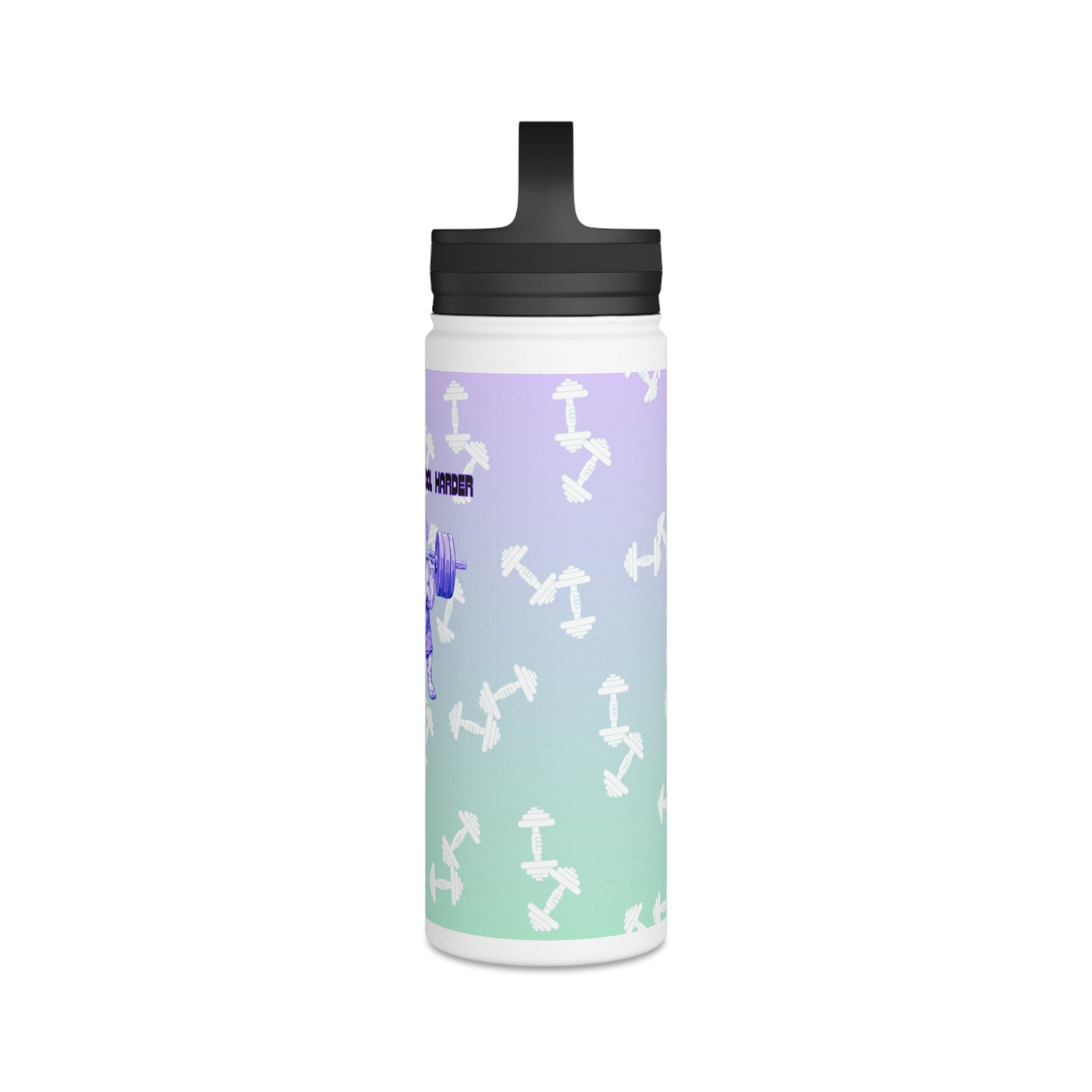 Tipsy Bully Ripped Bulldog Stainless Steel Water Bottle, Handle Lid (English/Purple)