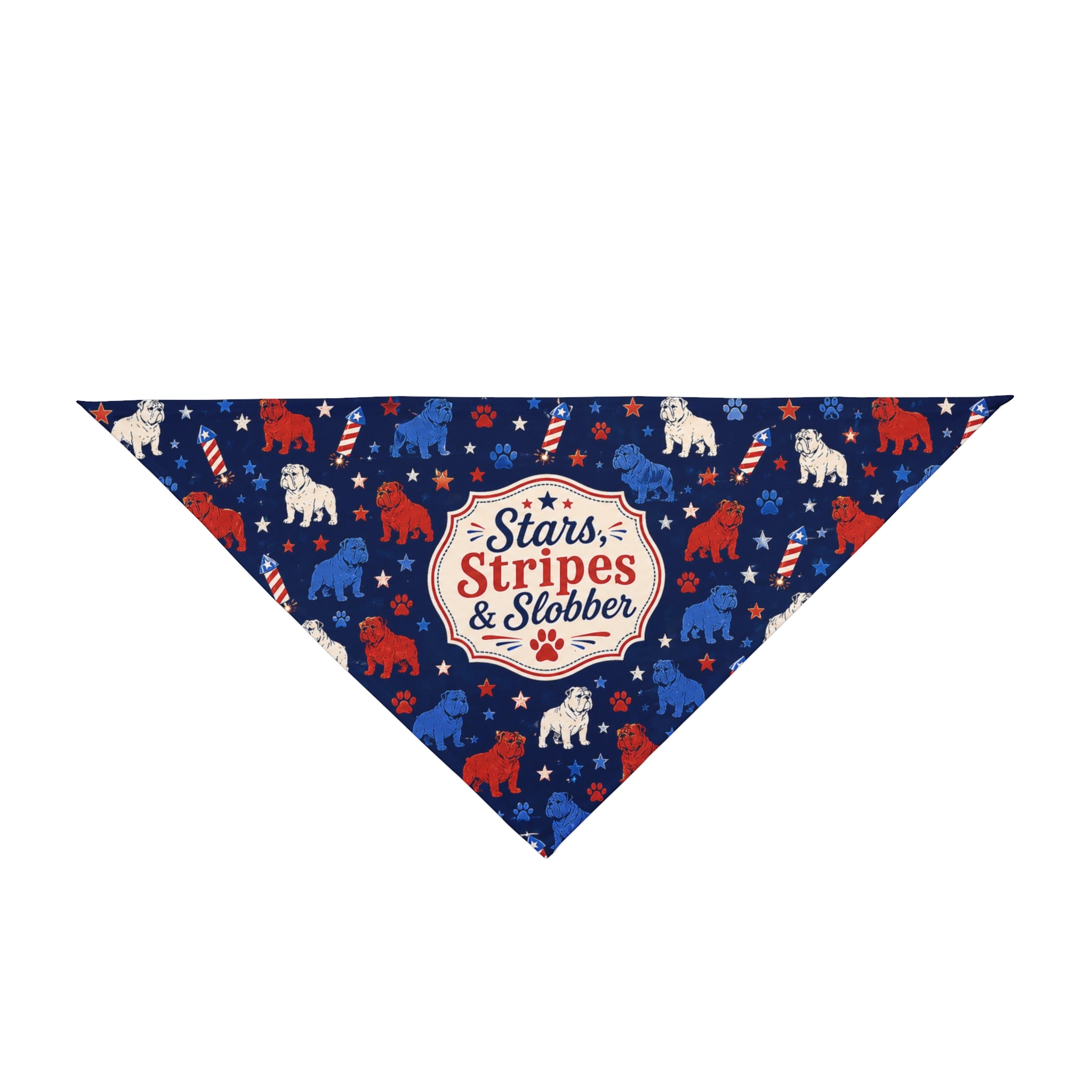 Stars, Stripes and Slobber 4th of July Dog Bandana (English)