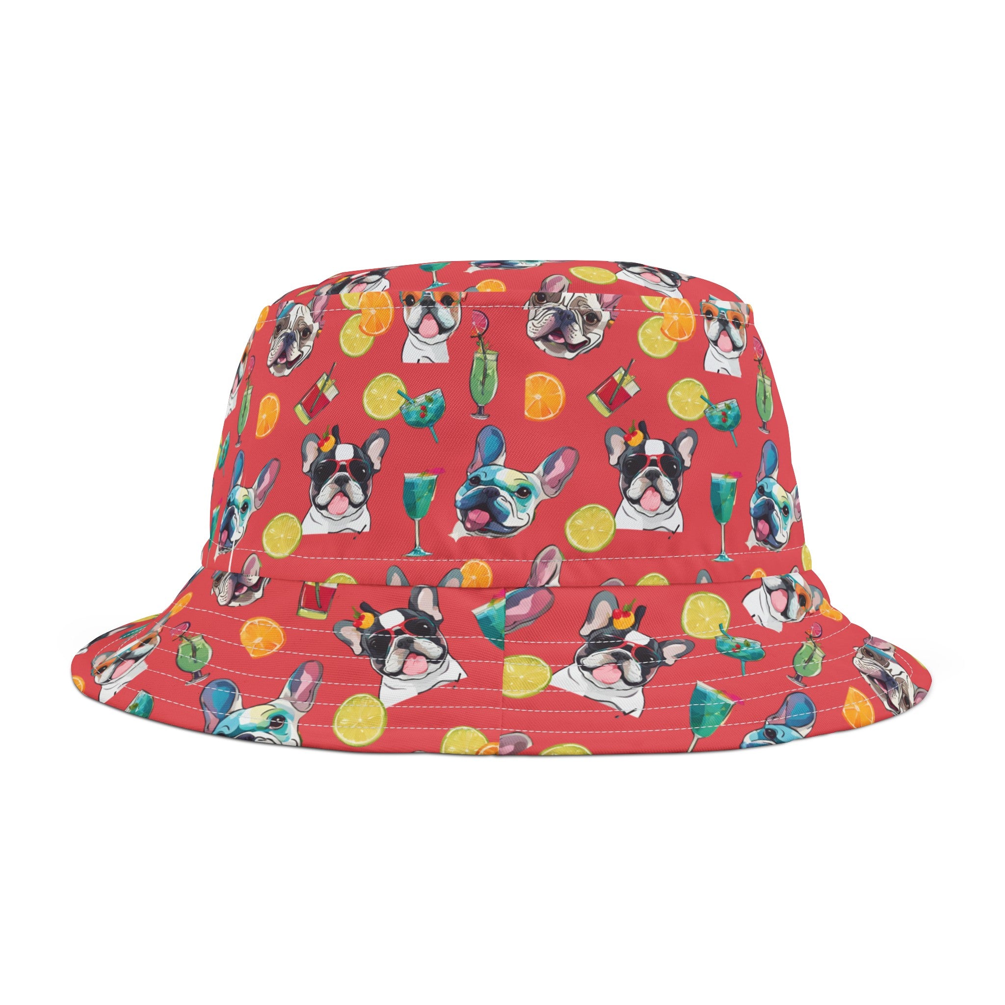 Tipsy Bully Unisex Summer Cocktail Bucket Hat (French/Pinkish Red)