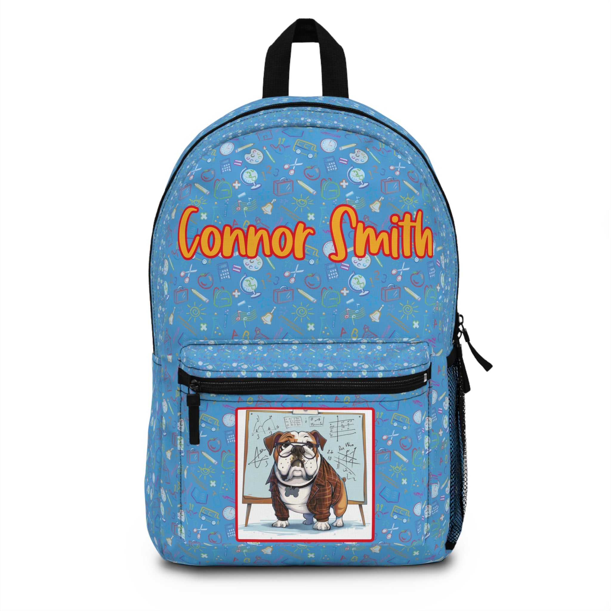 Tipsy Bully Customizable Back-to-School Bulldog Backpack (Tan/English)