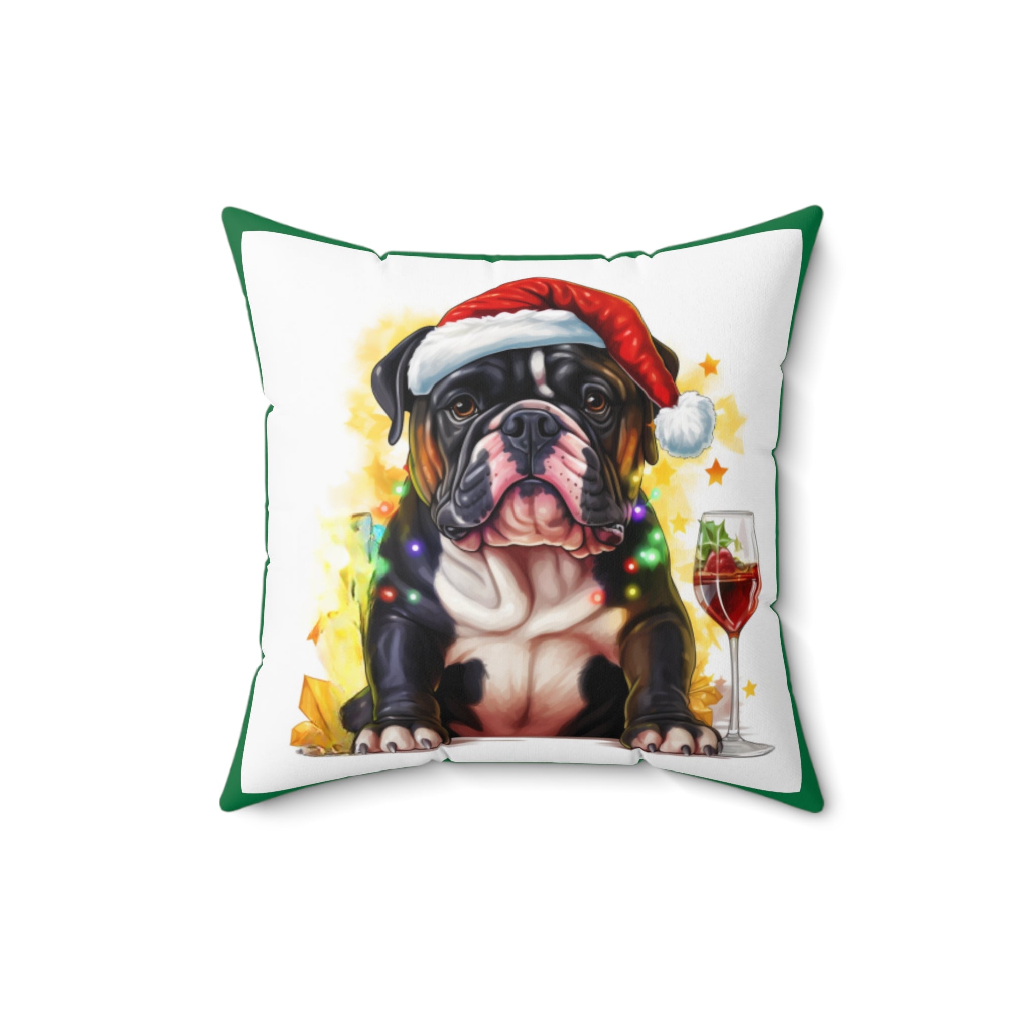 Tipsy Bully Holiday Pillow (Black English-Green)