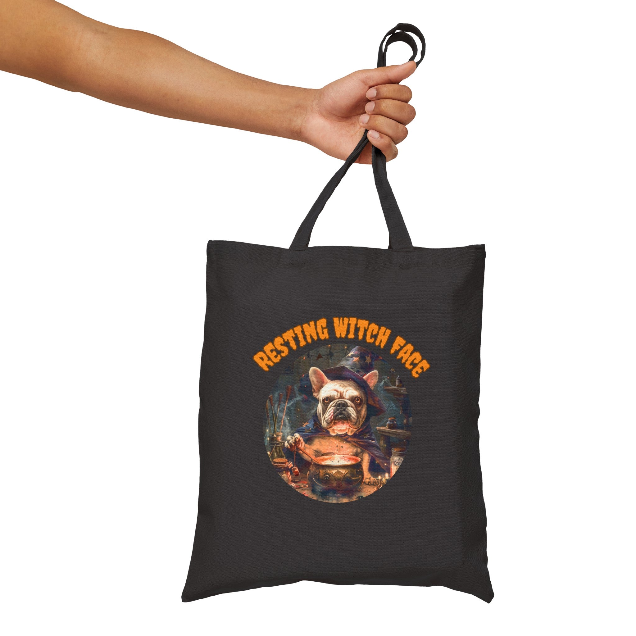 "Resting Witch Face" Trick or Treat Canvas Tote Bag (White/French)