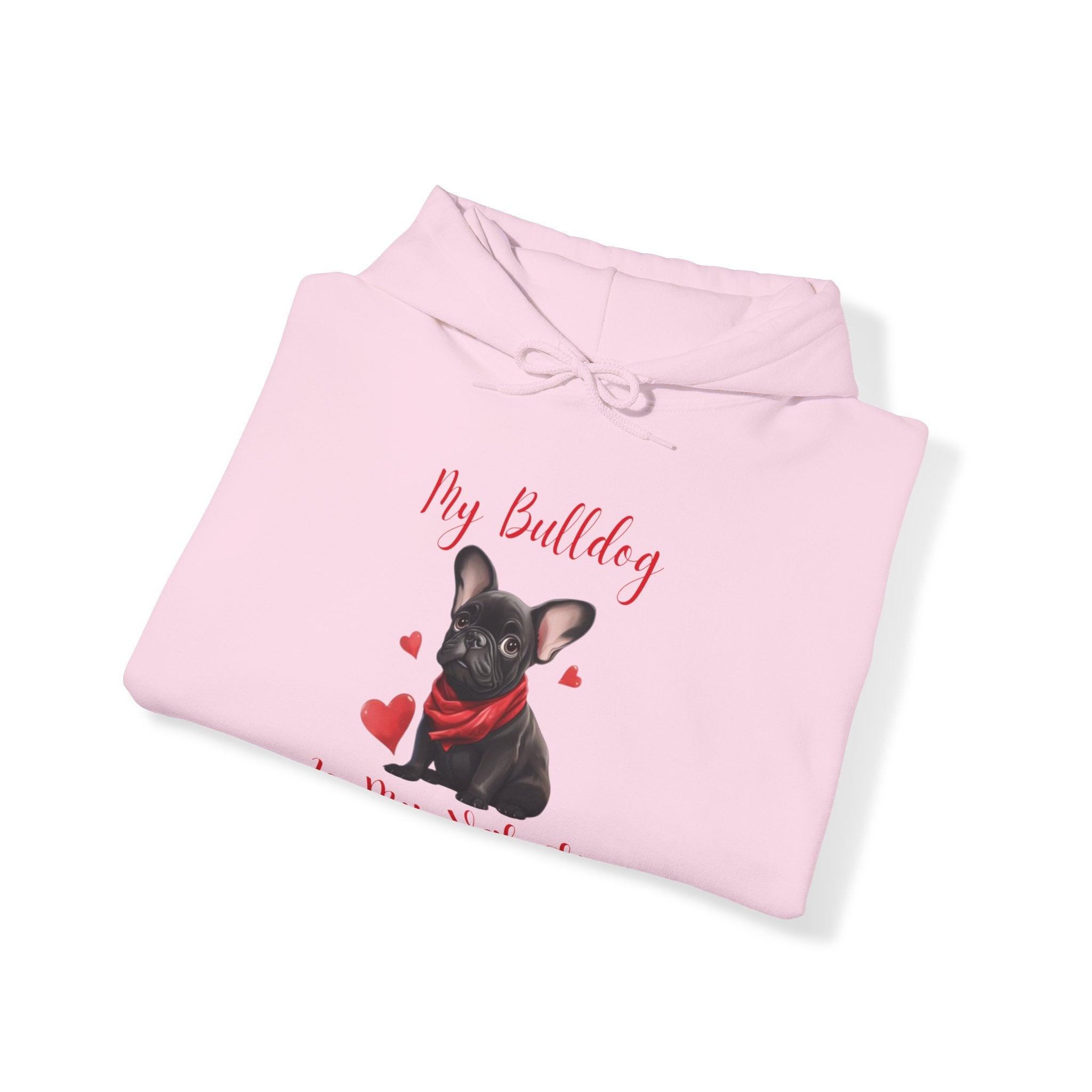 My Bulldog Is My Valentine" - Customizable Bulldog Valentine's Day Hoodie from Tipsy Bully (French/Black)