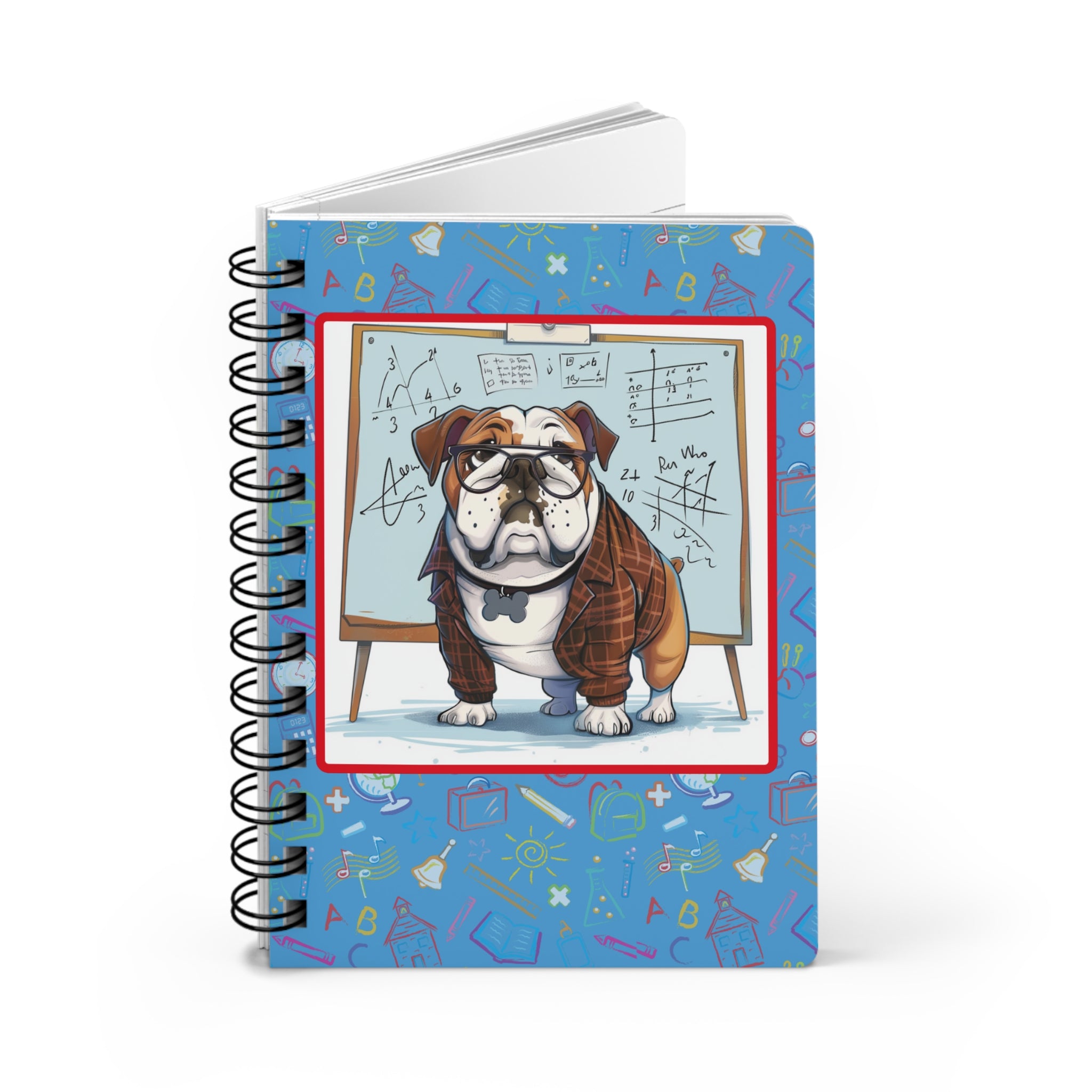 Smarty Paws Back-to-School Bulldog Spiral Notebook (Tan/English)