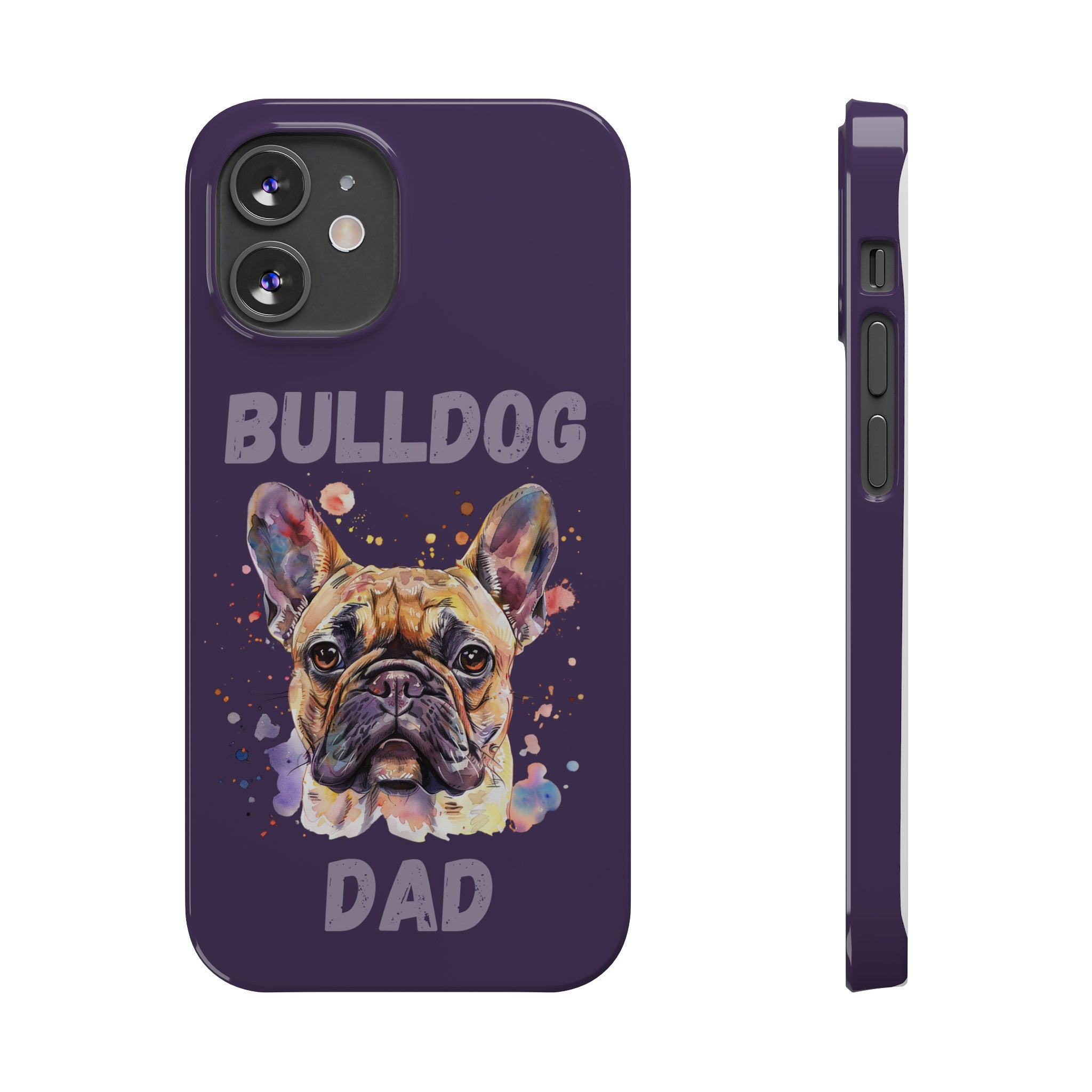Bulldog Dad iPhone Cases (French/Purple)