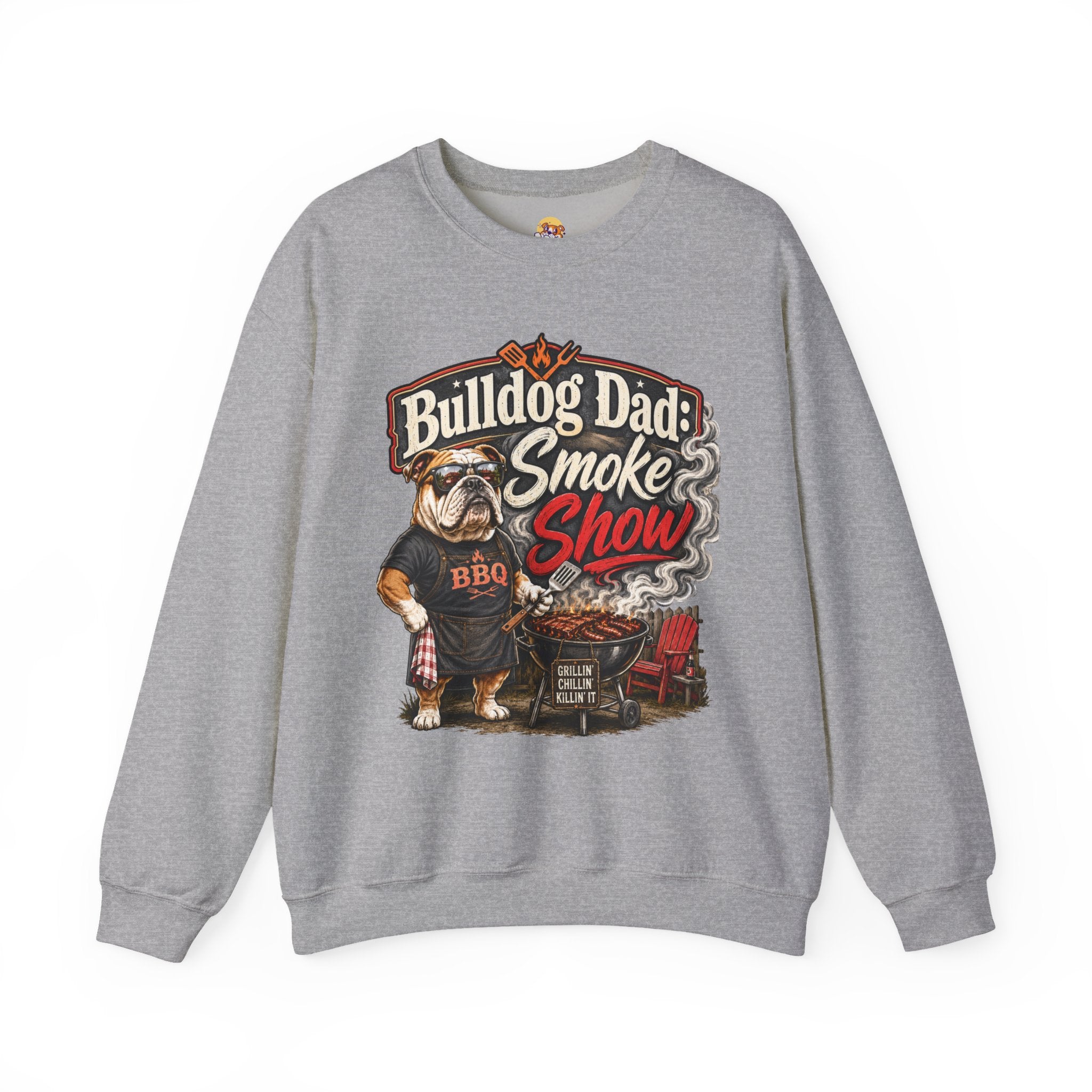 Bulldog Dad Sweatshirt - "Bulldog Dad: Smoke Show" Cozy Crewneck (English)