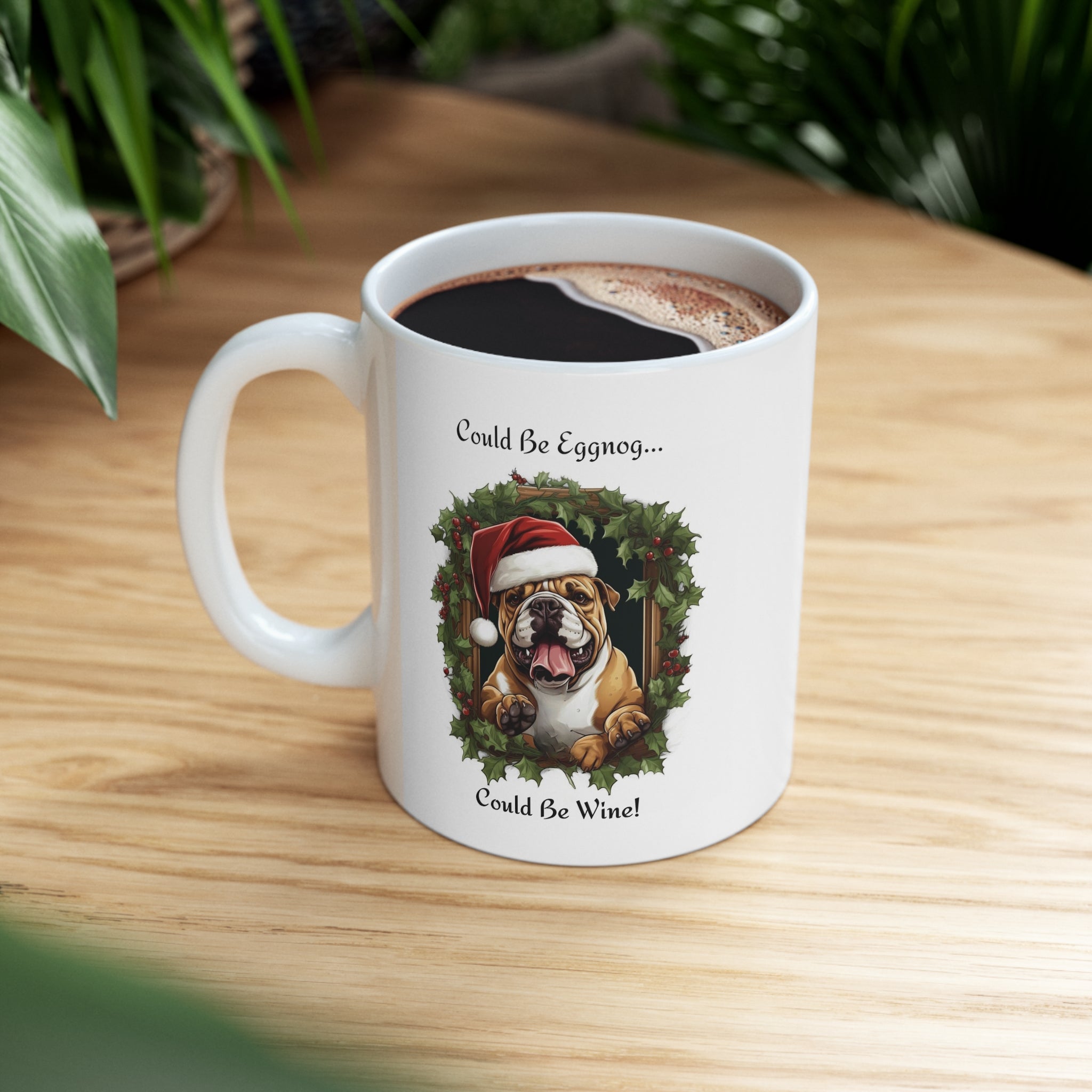 🎄🍷 Tipsy Bully's "Could Be Eggnog... Could Be Wine" Xmas Mugs-English Bulldog 🍷🎄