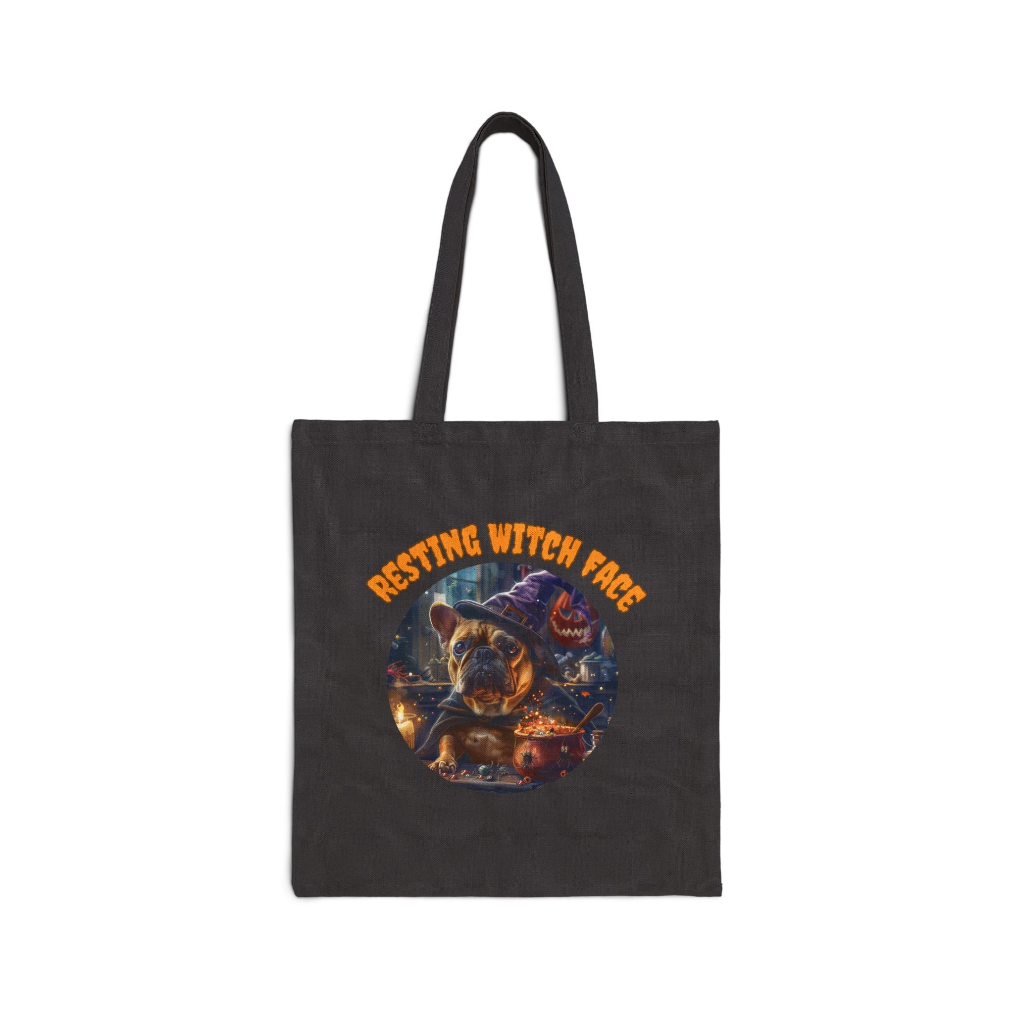 Copy ofResting Witch Face Trick or Treat Canvas Tote Bag alternate view - French Bulldog mom bags | Tipsy Bully
