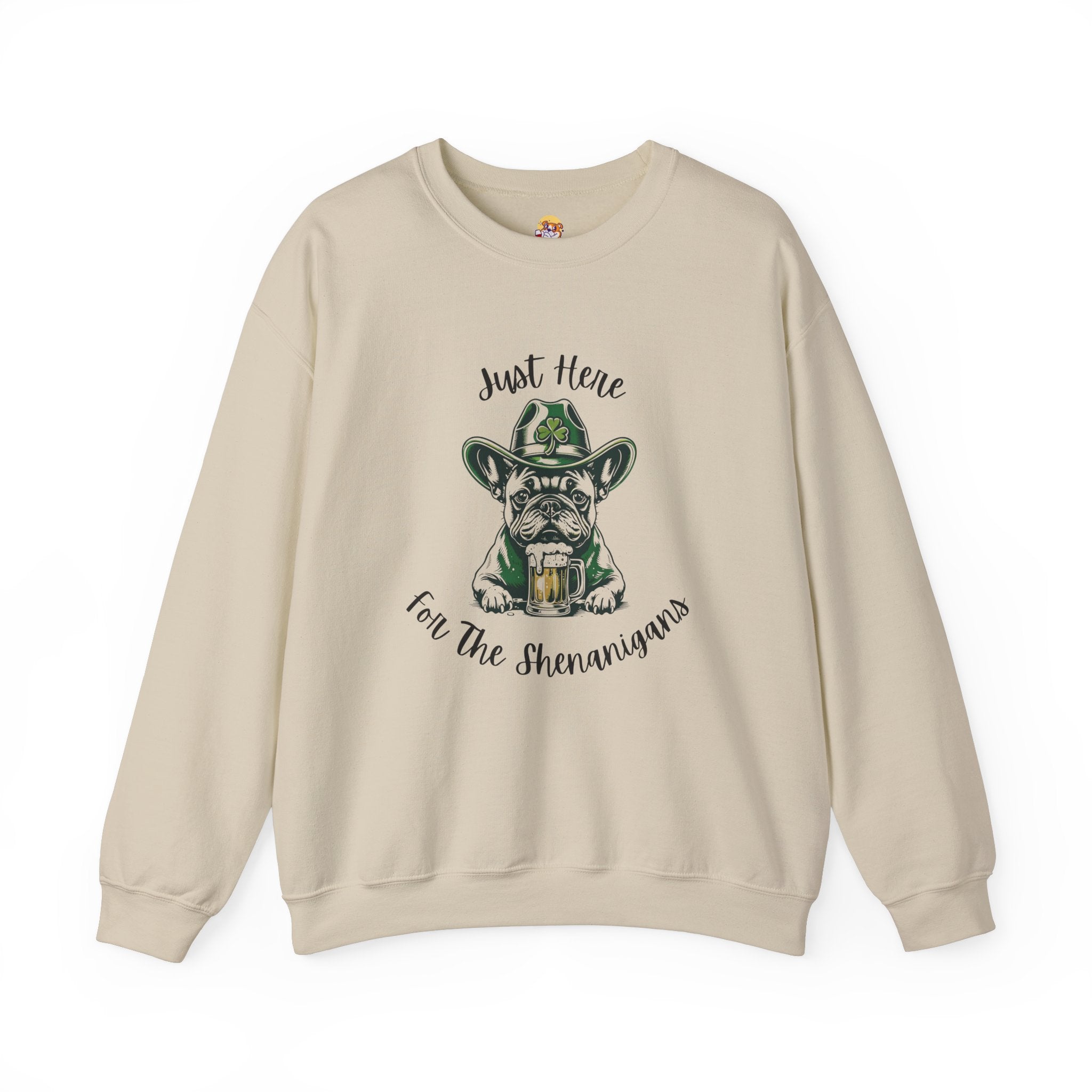 Tipsy Bully St. Patrick's Day Sweatshirt: "Just Here for the Shenanigans" (French)