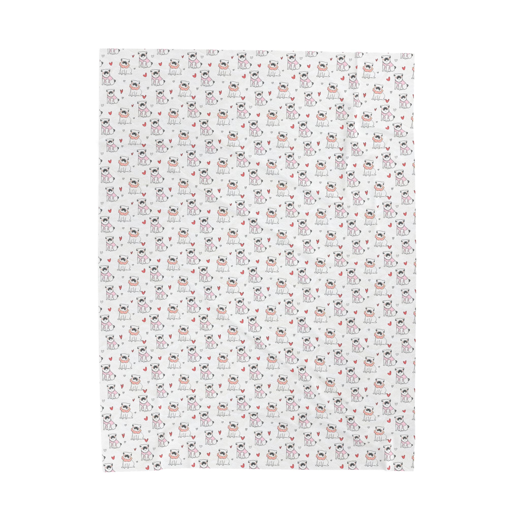 Bulldog Cuddle Haven: All-Over-Print Velveteen Blanket (English)
