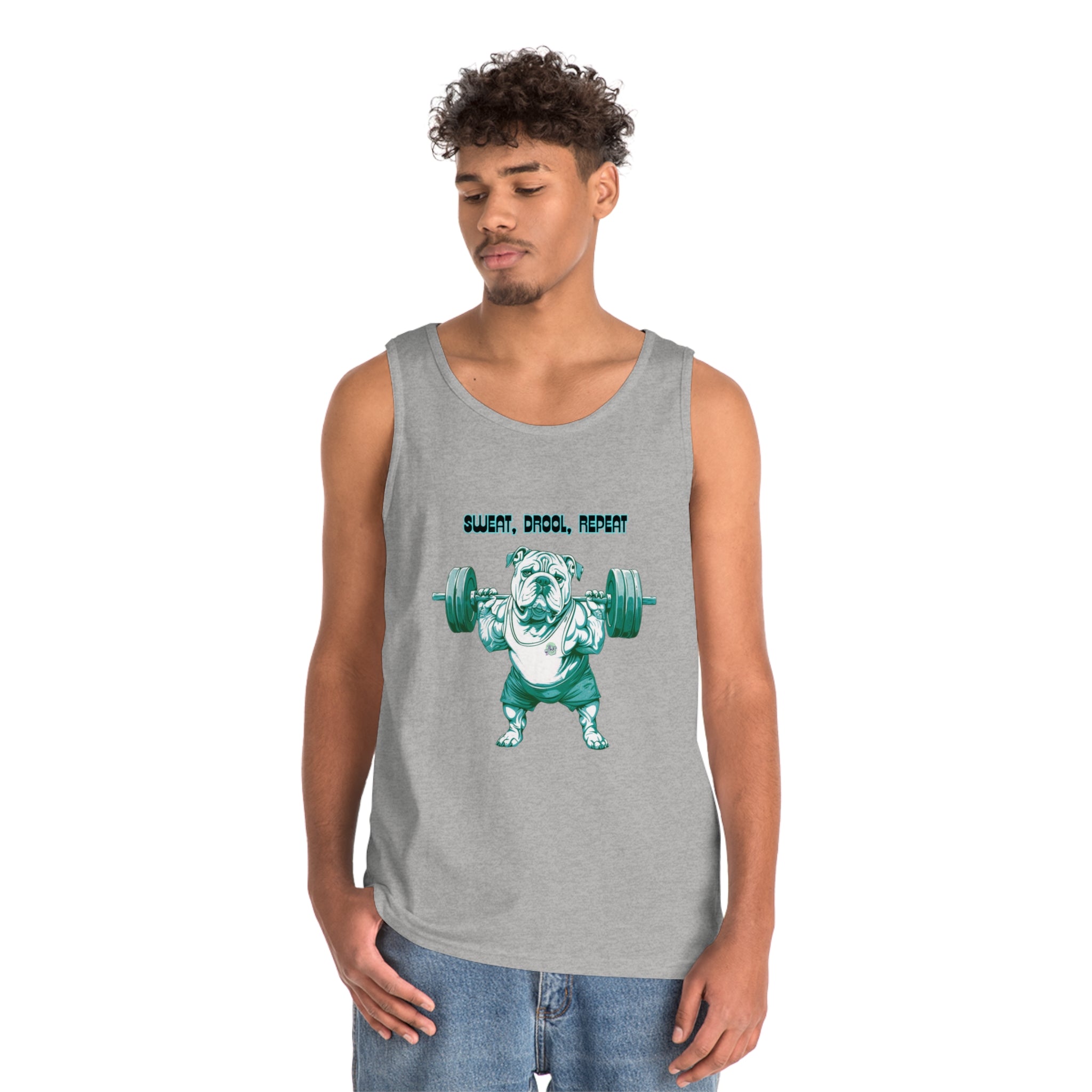 Tipsy Bully "Sweat, Drool, Repeat"  Unisex Tank Top (English/Green)