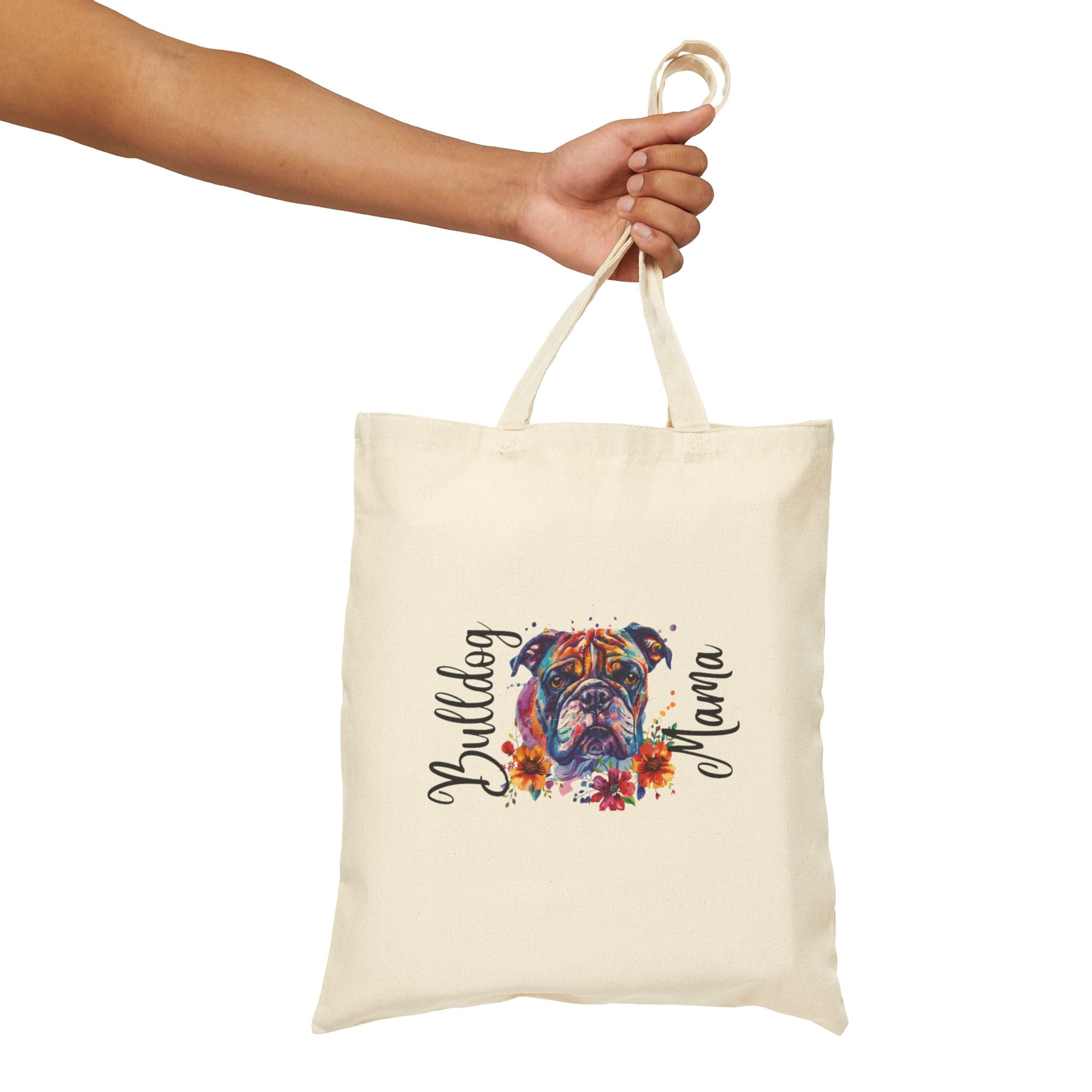 Bulldog Mama Cotton Canvas Tote Bag (English1)