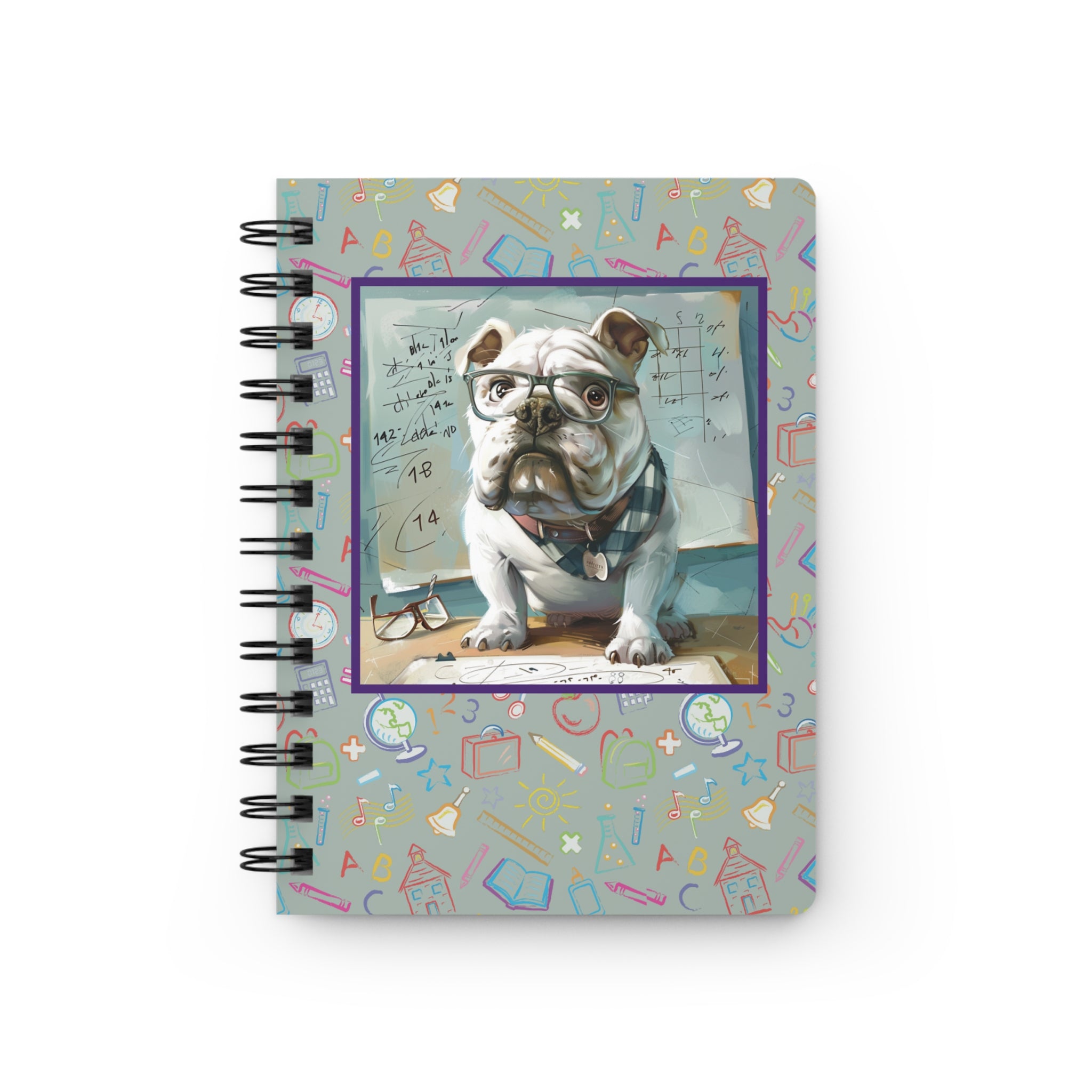 Smarty Paws Back-to-School Bulldog Spiral Notebook (White/English)