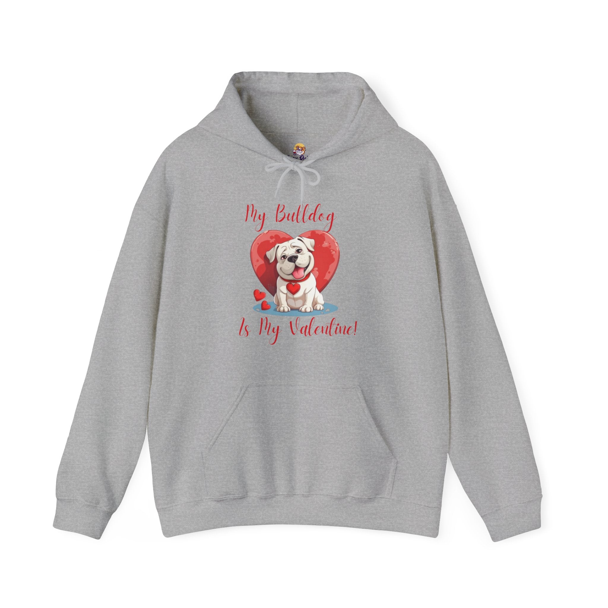 My Bulldog Is My Valentine" - Customizable Bulldog Valentine's Day Hoodie from Tipsy Bully (American/white)