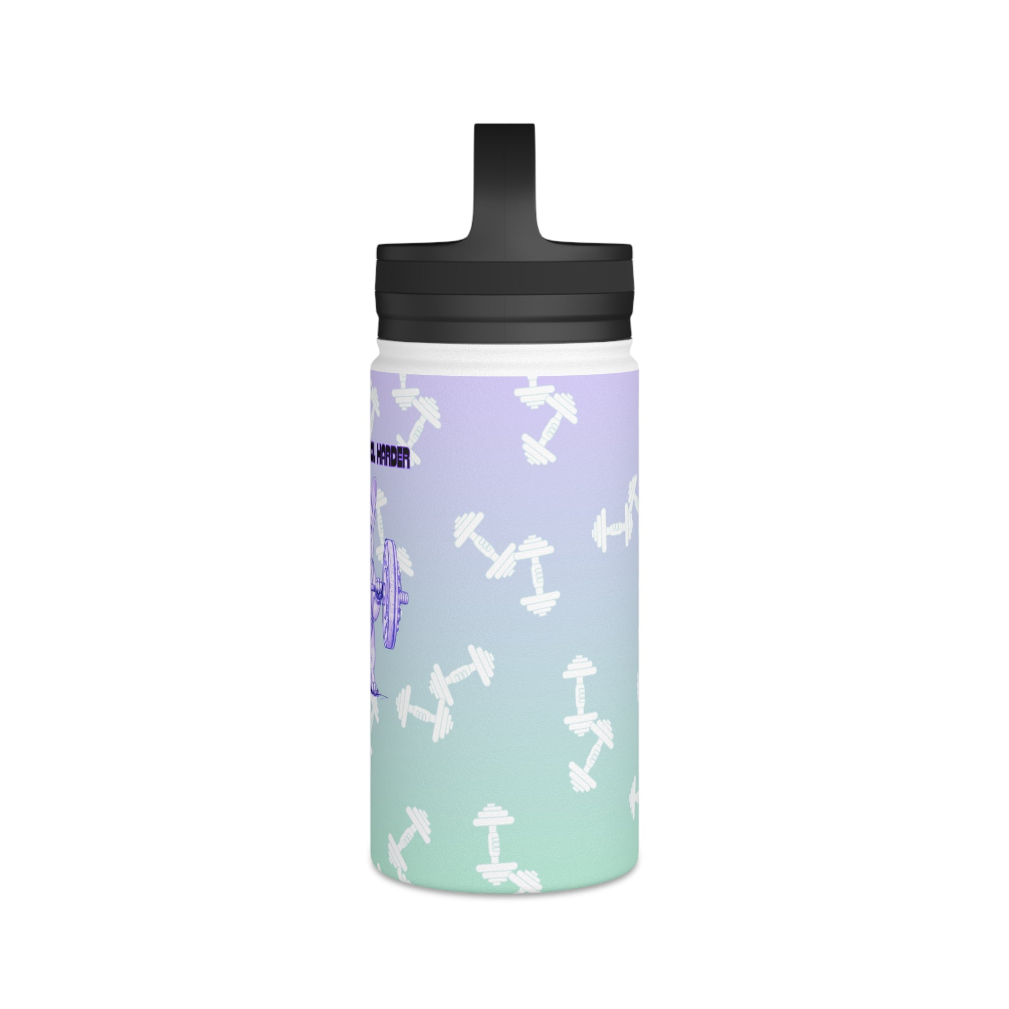 Tipsy Bully Ripped Bulldog Stainless Steel Water Bottle, Handle Lid (French/Purple)