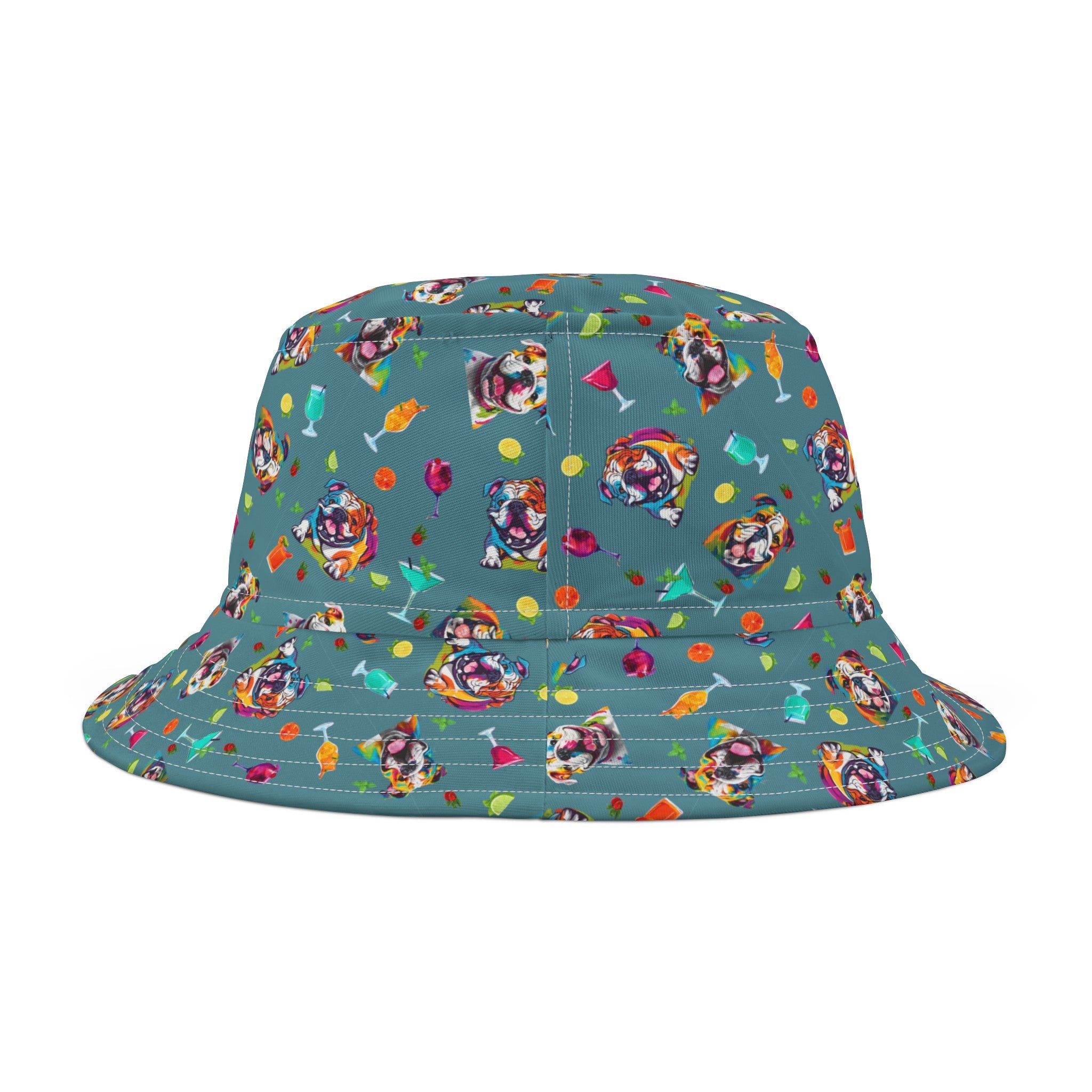 Tipsy Bully Unisex Summer Cocktail Bucket Hat (English/Turq)