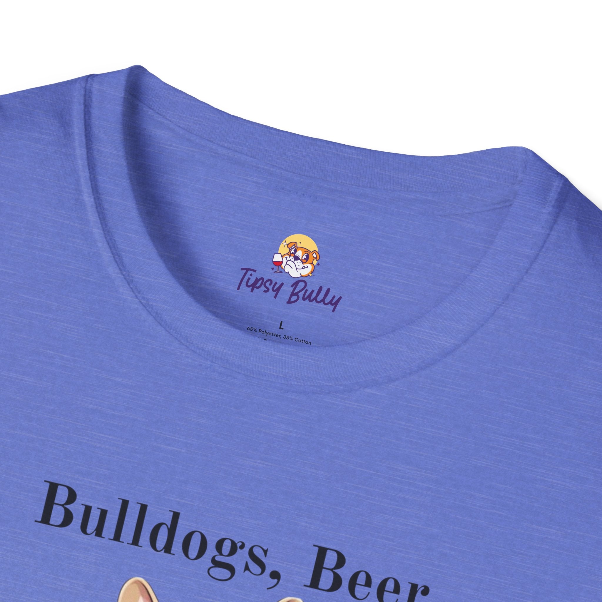 Bulldogs, Beer, and Bad Decisions" Unisex T-Shirt by Tipsy Bully (French/White)