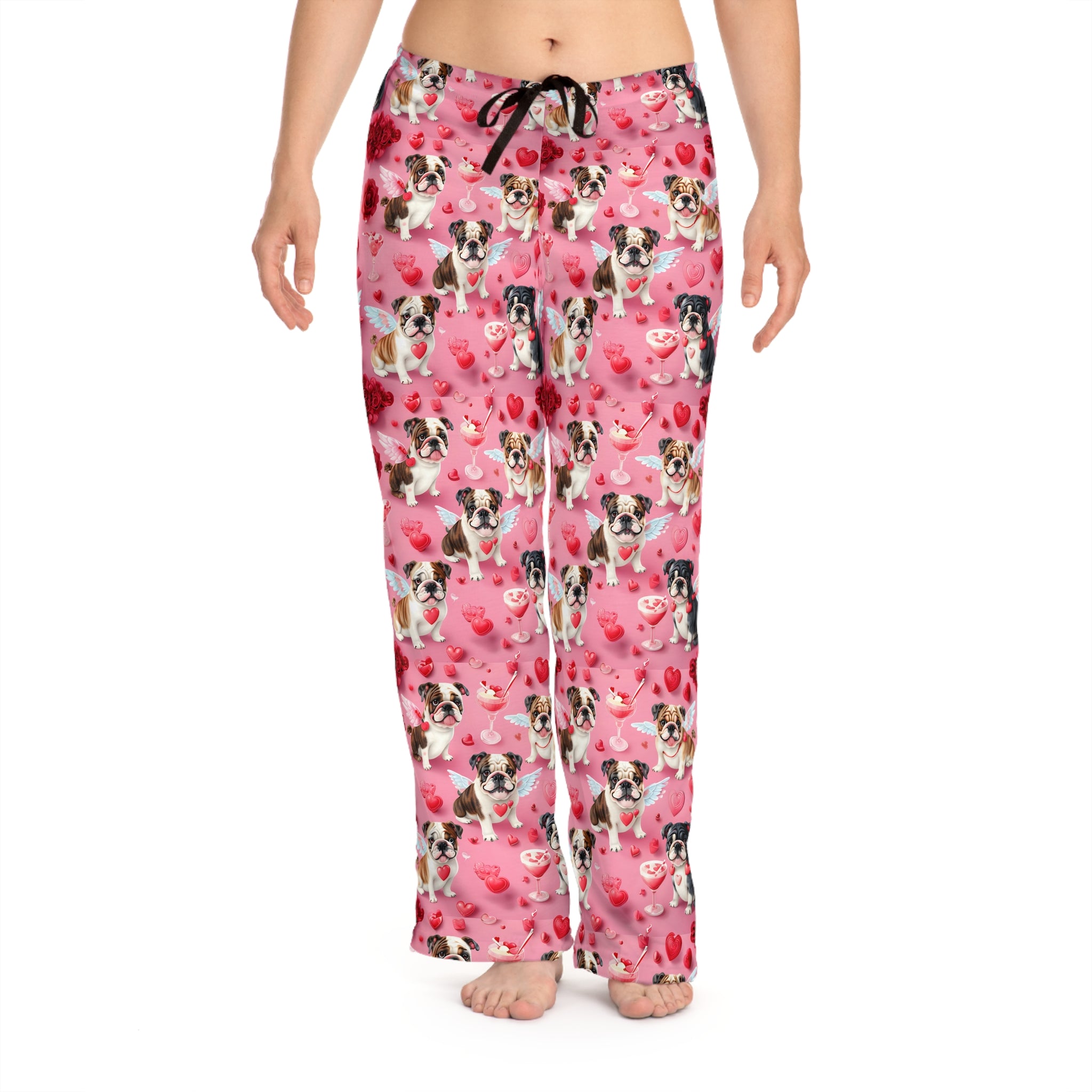 Bulldog Valentine’s Day Pajama Bottoms (English)