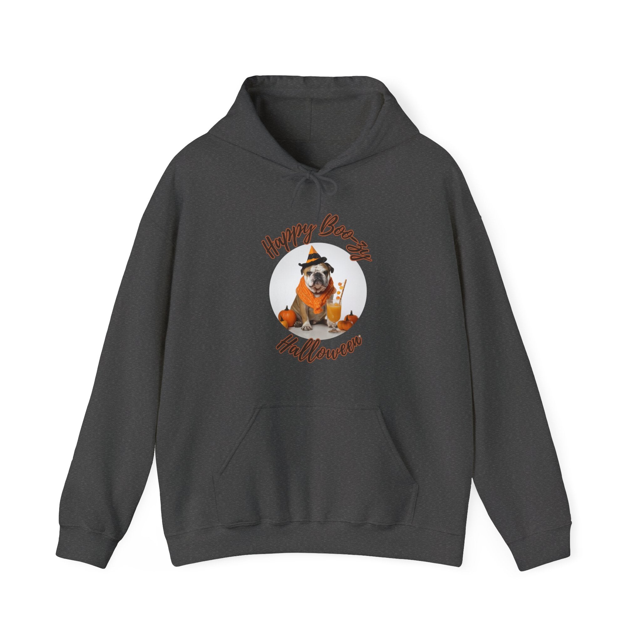 "Happy Boo-zy Haloween" Halloween Bulldog Hoodie (Tan/English)