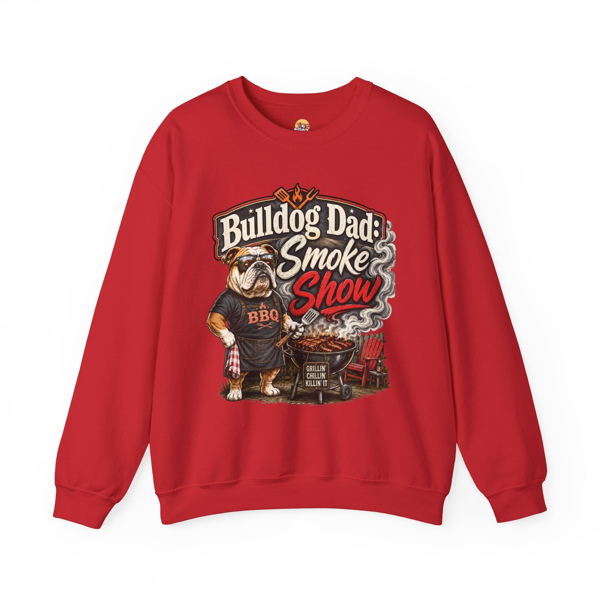 Bulldog Dad Sweatshirt - "Bulldog Dad: Smoke Show" Cozy Crewneck (English)