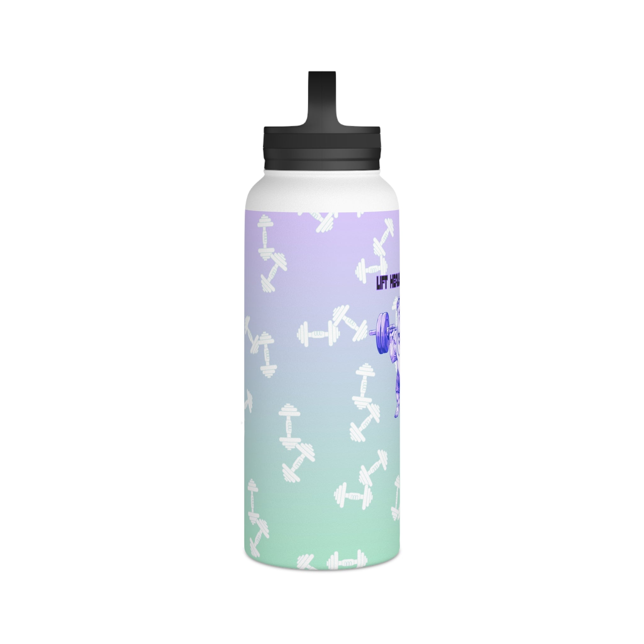 Tipsy Bully Ripped Bulldog Stainless Steel Water Bottle, Handle Lid (English/Purple)