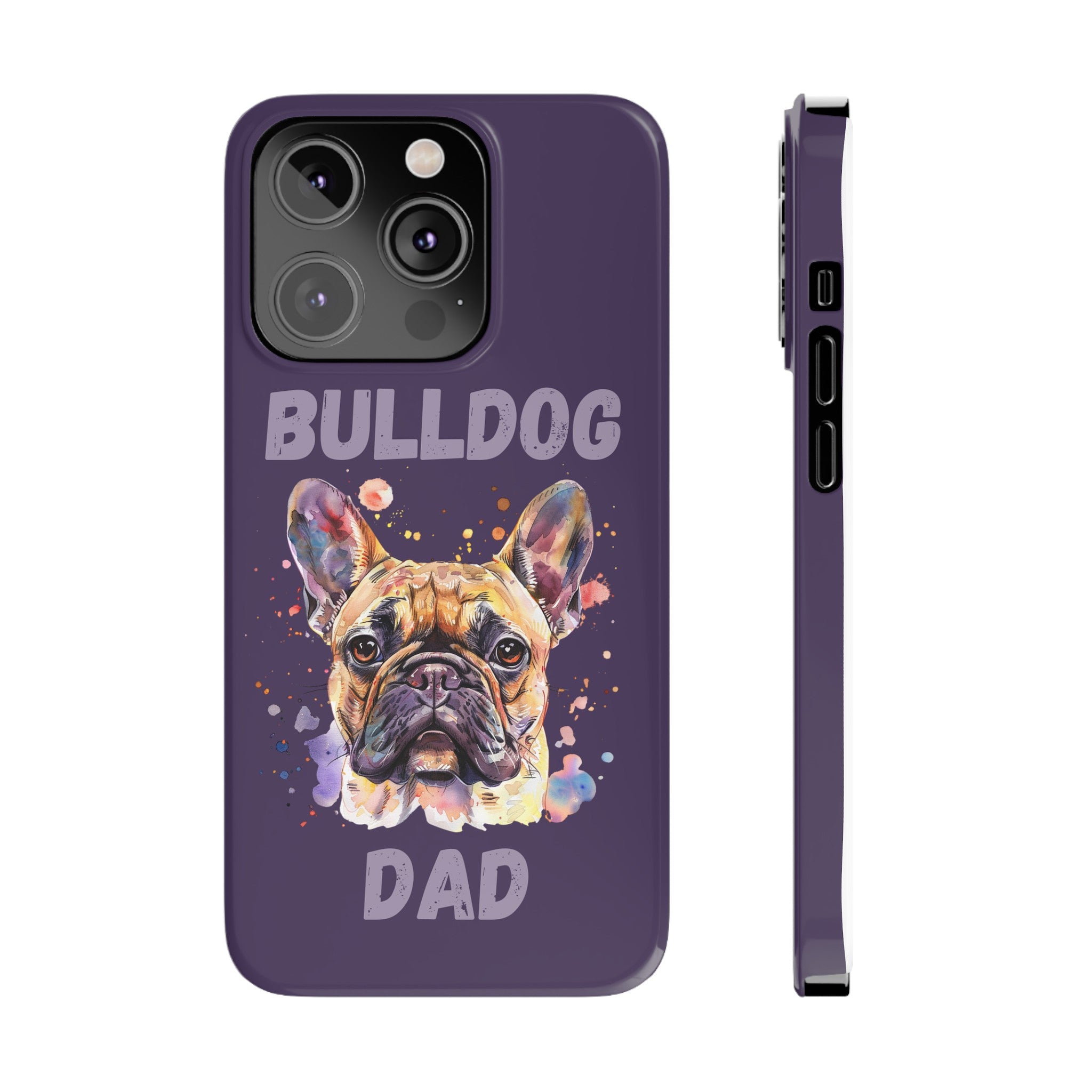 Bulldog Dad iPhone Cases (French/Purple)