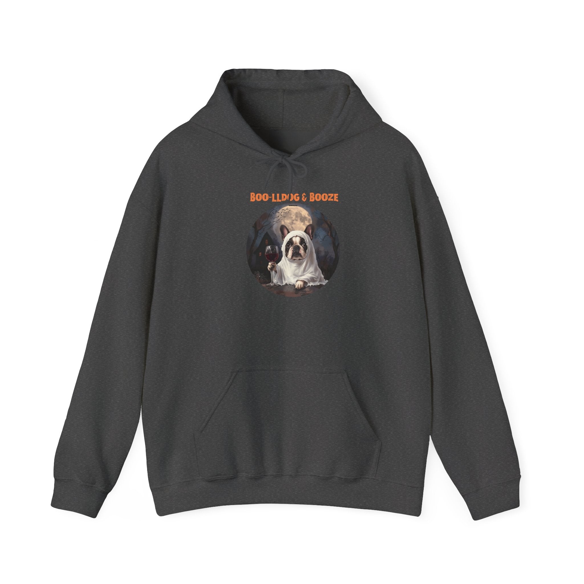 Boo-lldog & Booze Halloween Bulldog Hoodie (Black/French)