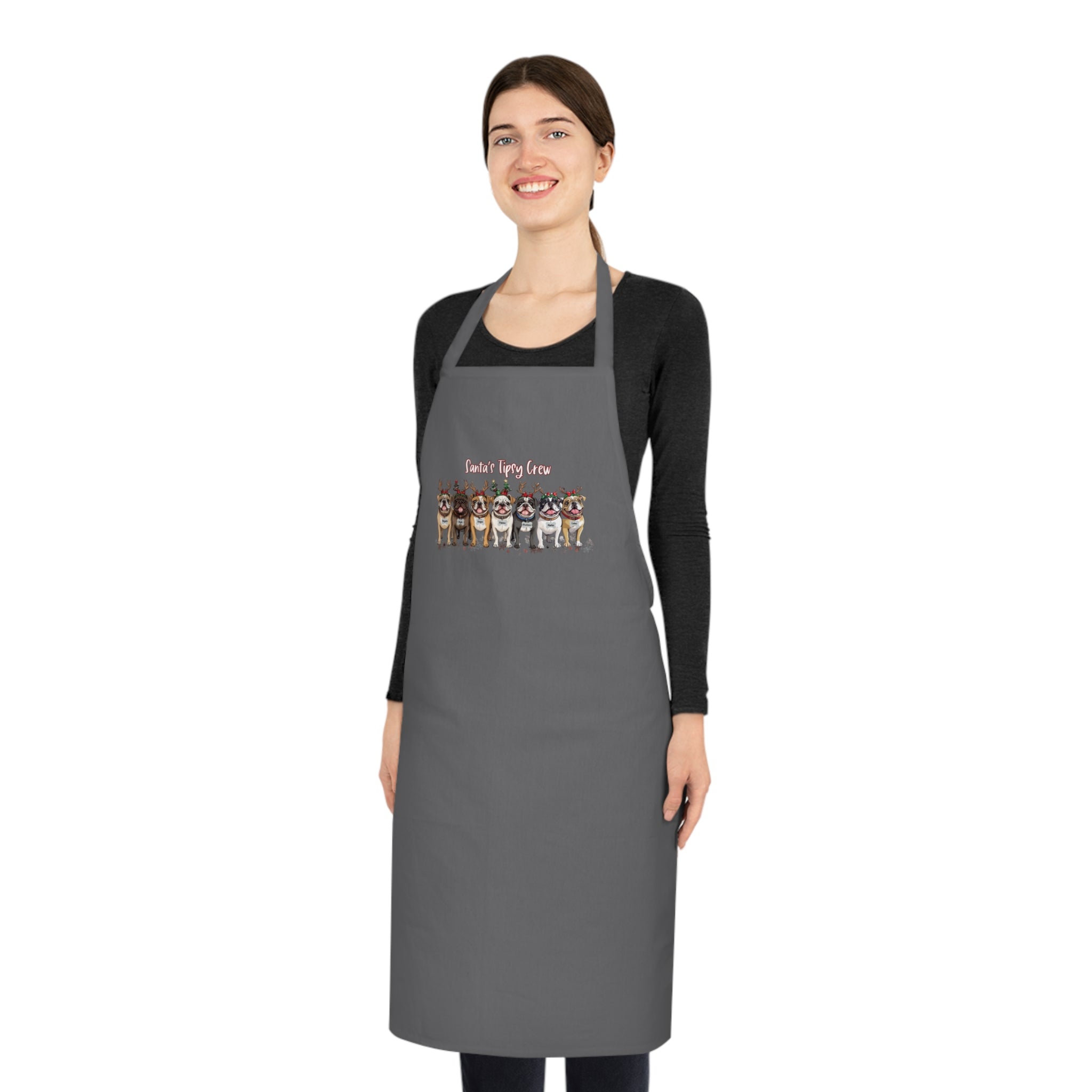 “Santa’s Tipsy Crew” Cotton Apron (English)