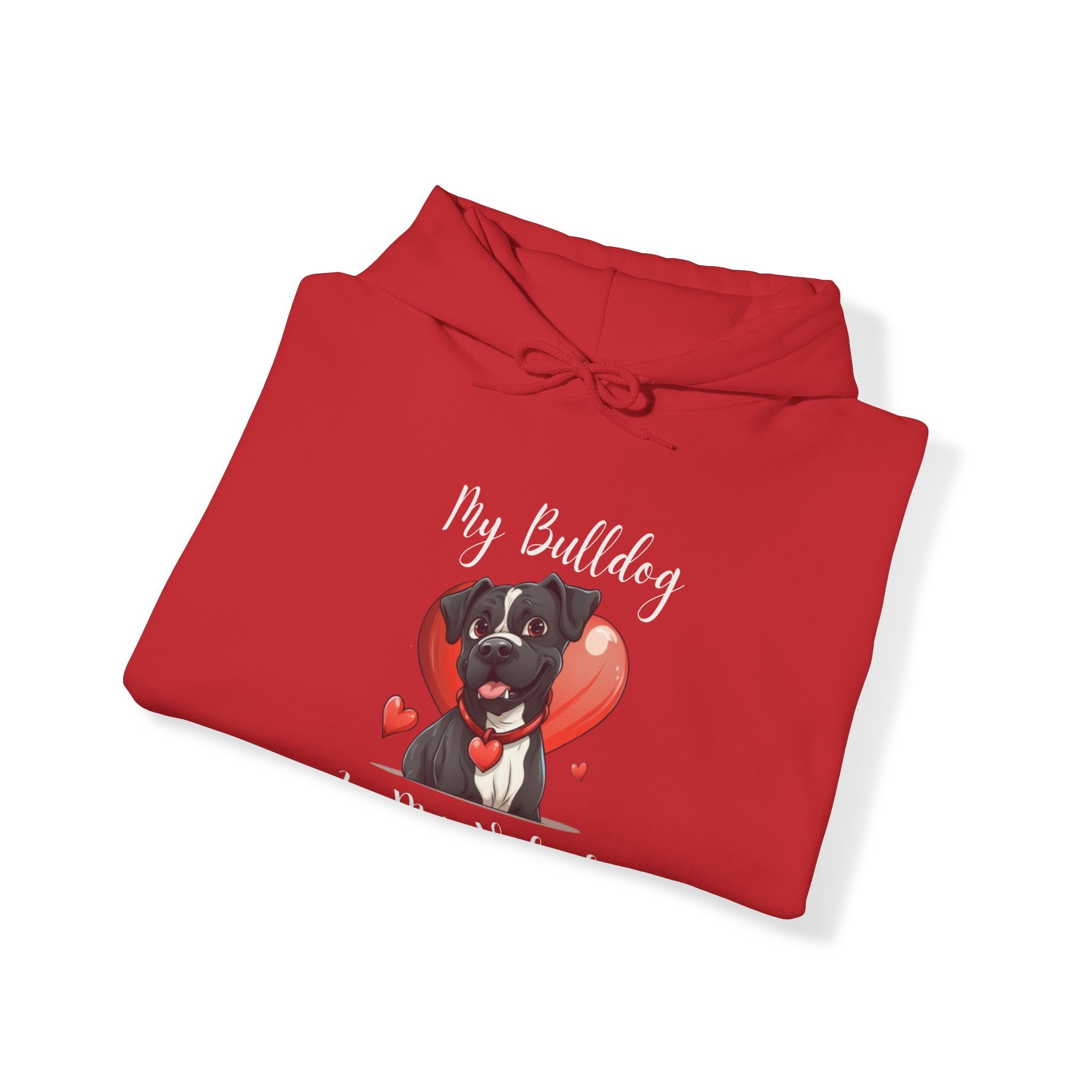 My Bulldog Is My Valentine" - Customizable Bulldog Valentine's Day Hoodie from Tipsy Bully (American/Black)