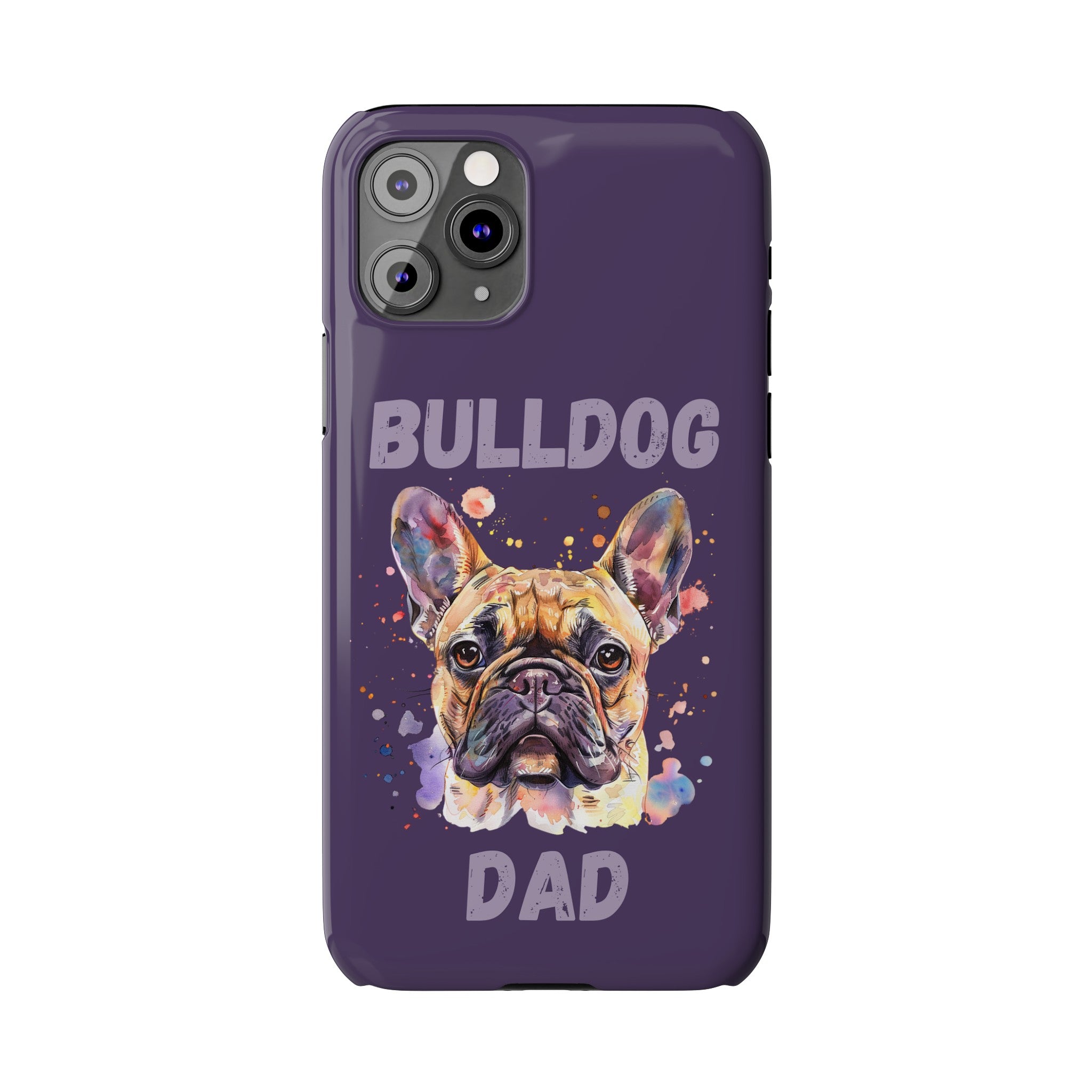 Bulldog Dad iPhone Cases (French/Purple)