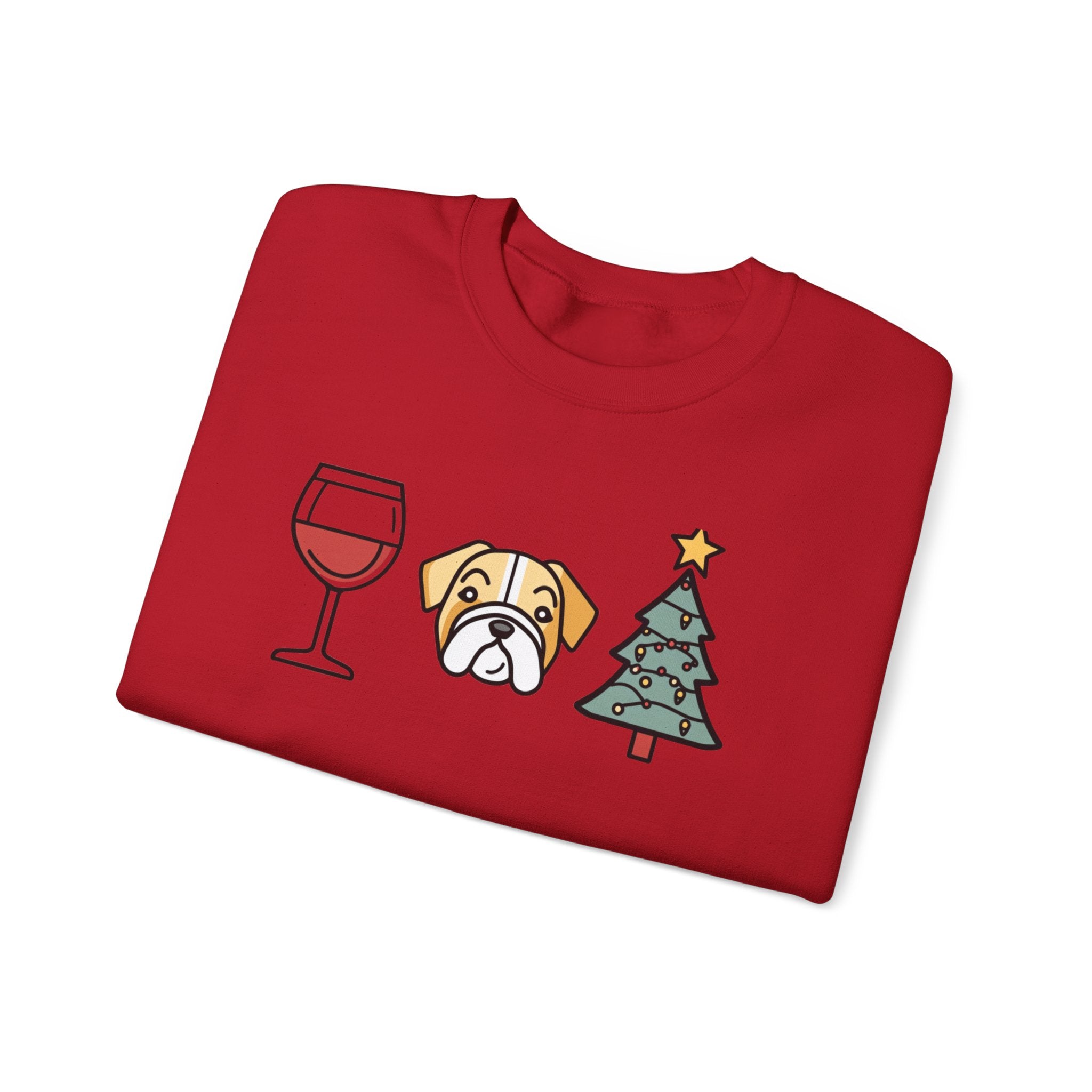 "Santa Paws & Merlot Cheer" Christmas Crewneck Sweatshirt - Unisex (English)