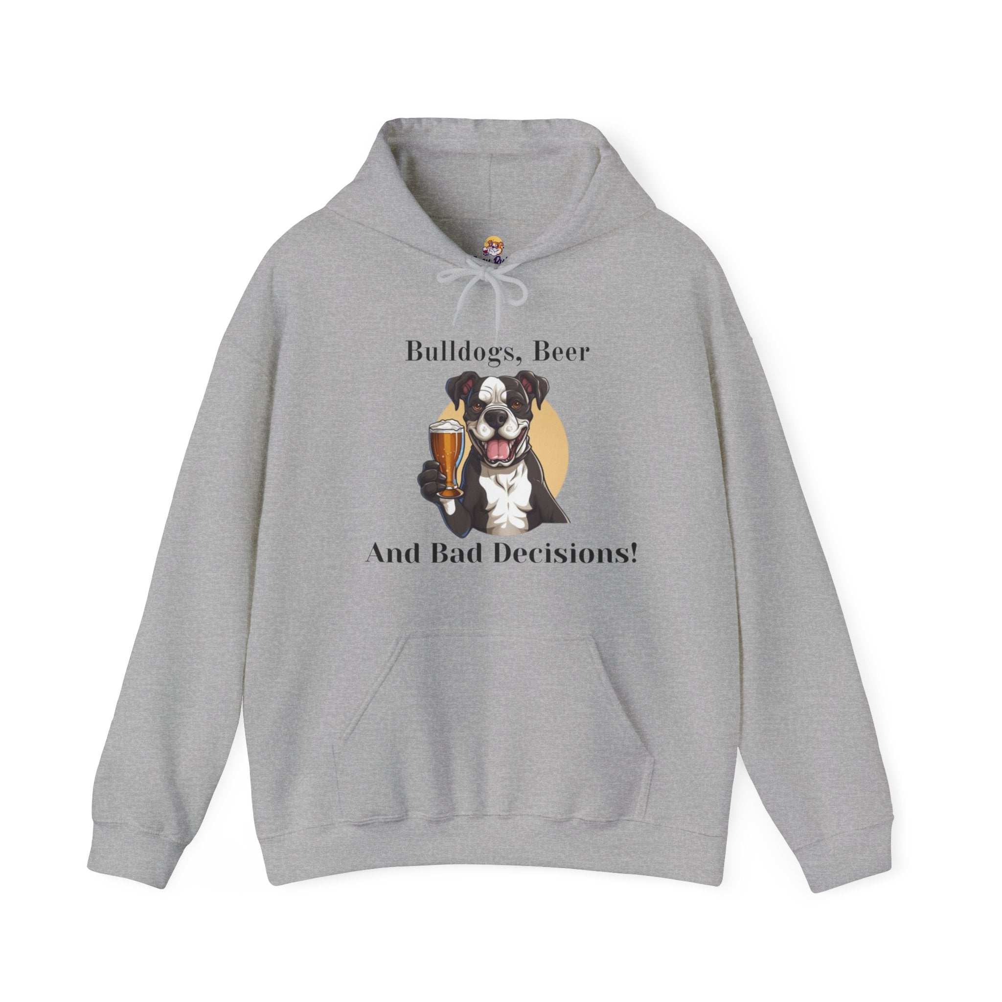 Bulldogs, Beer, and Bad Decisions" Hoodie - Your Go-To Gear for Mischievous Times! (American/Black)