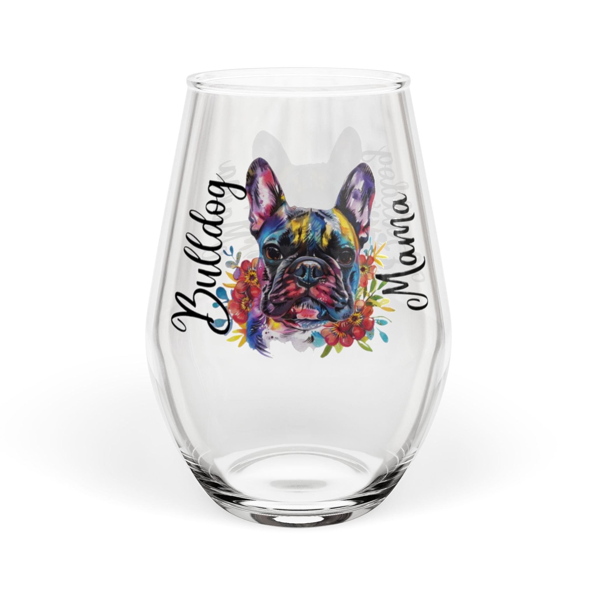 Bulldog Mama Stemless Wine Glass (French1)