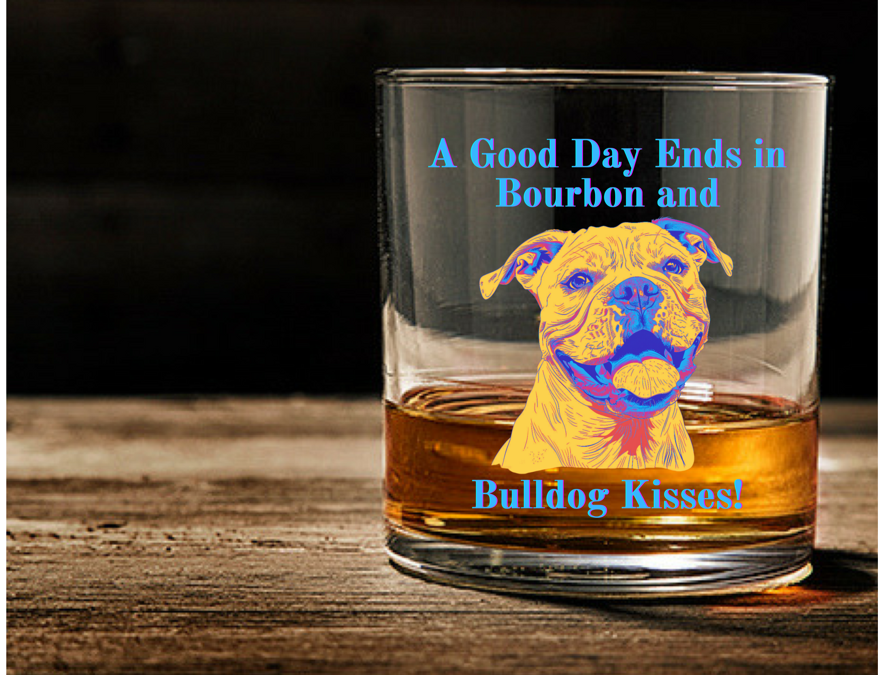 Bulldog Spirit Whiskey Glasses: Bourbon Kisses & Bulldog Wishes (American)