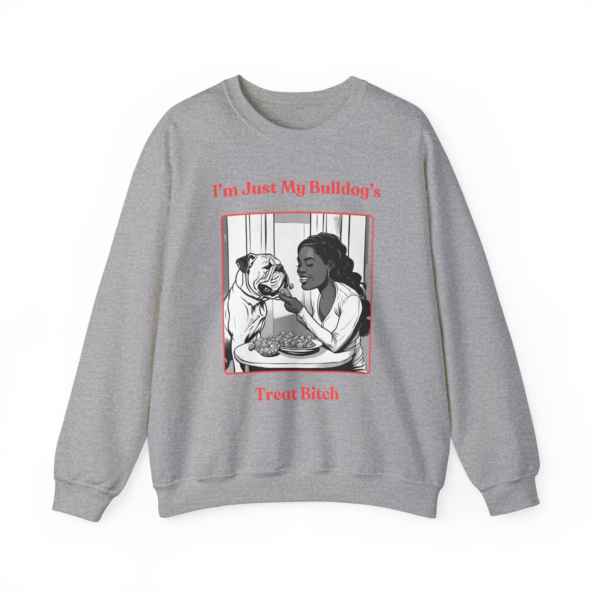 "Just My Bulldog's Treat Bitch" Crew Neck Sweatshirt (English/Pink)