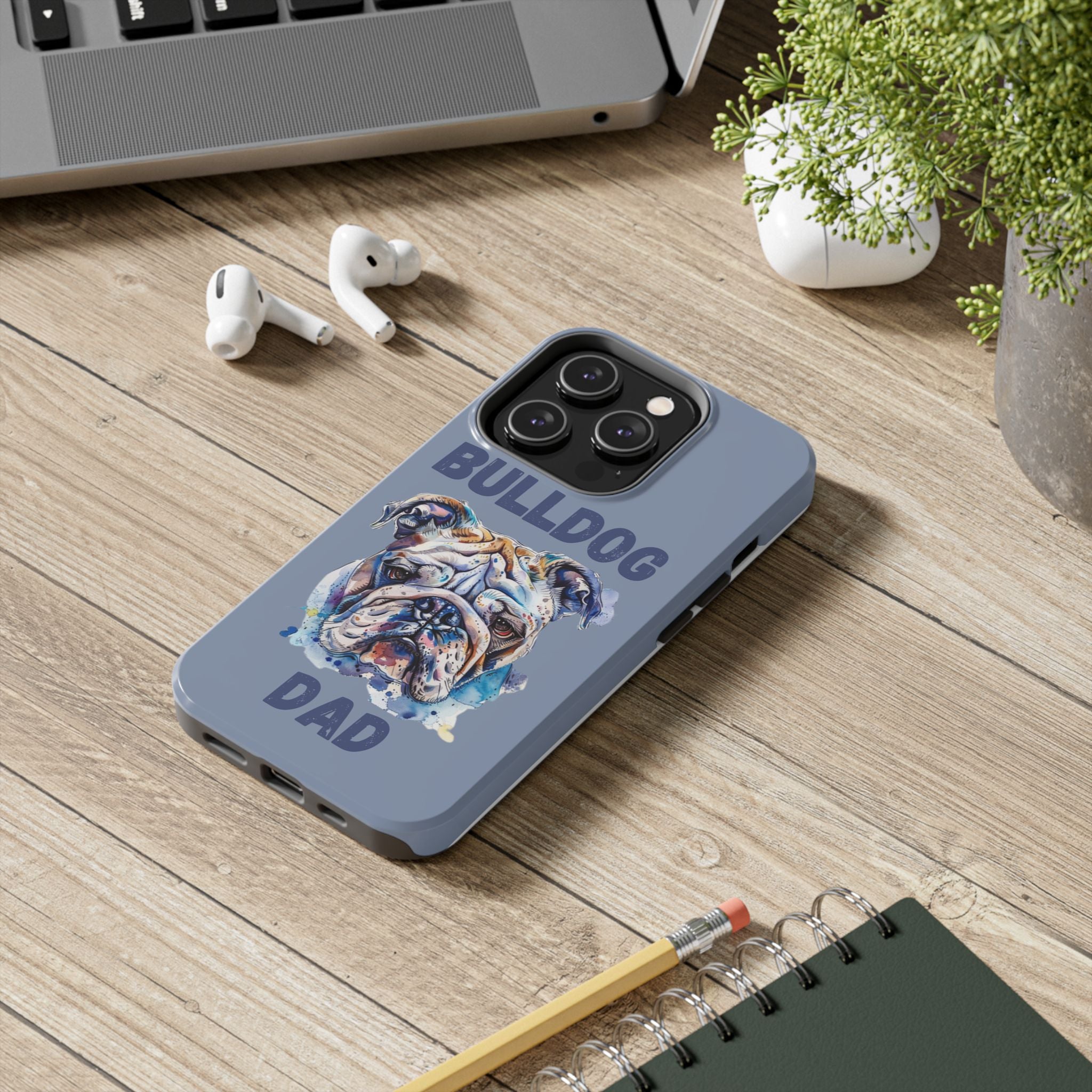 Bulldog Dad iPhone Cases (English/Watercolor) New