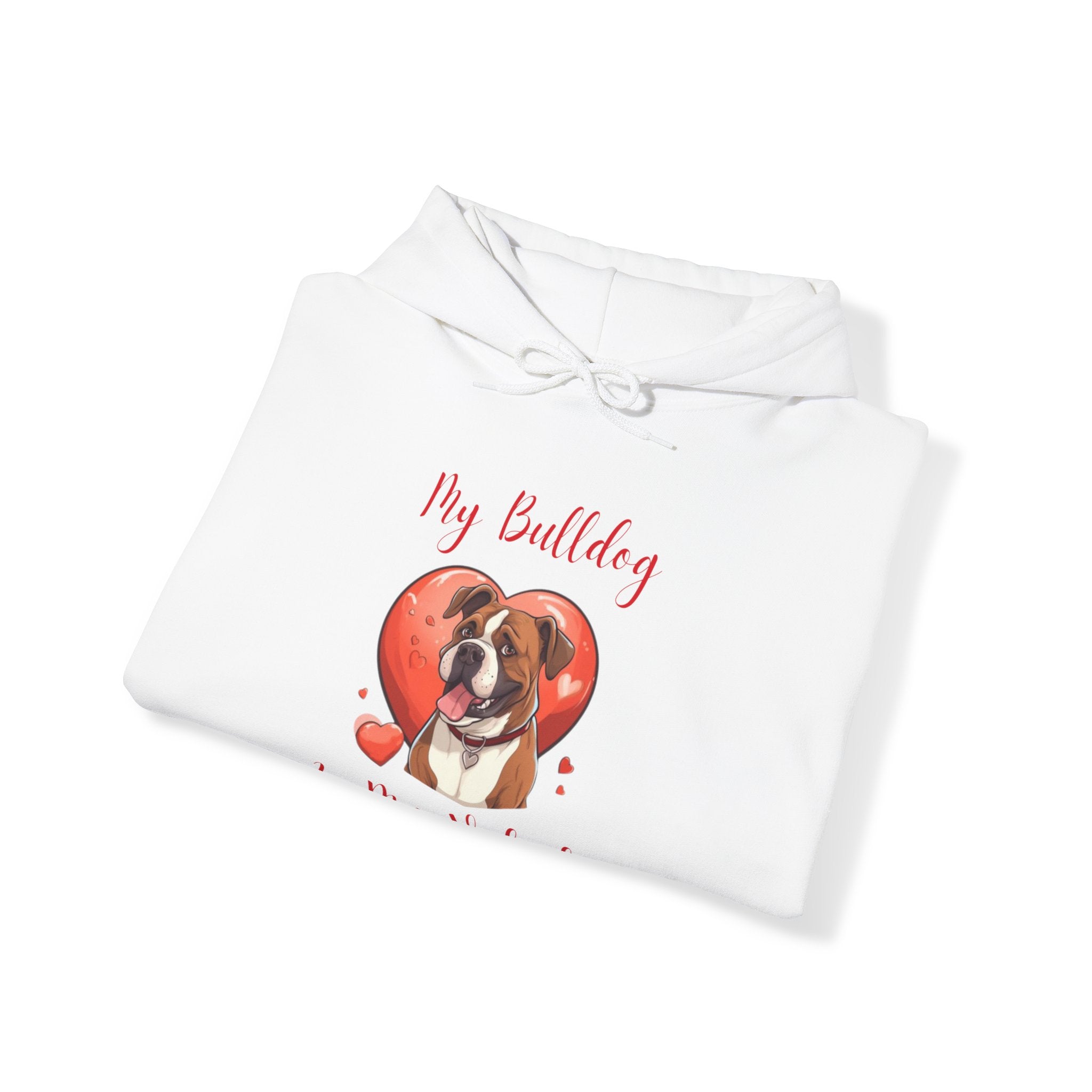 My Bulldog Is My Valentine" - Customizable Bulldog Valentine's Day Hoodie from Tipsy Bully (American/Brown)
