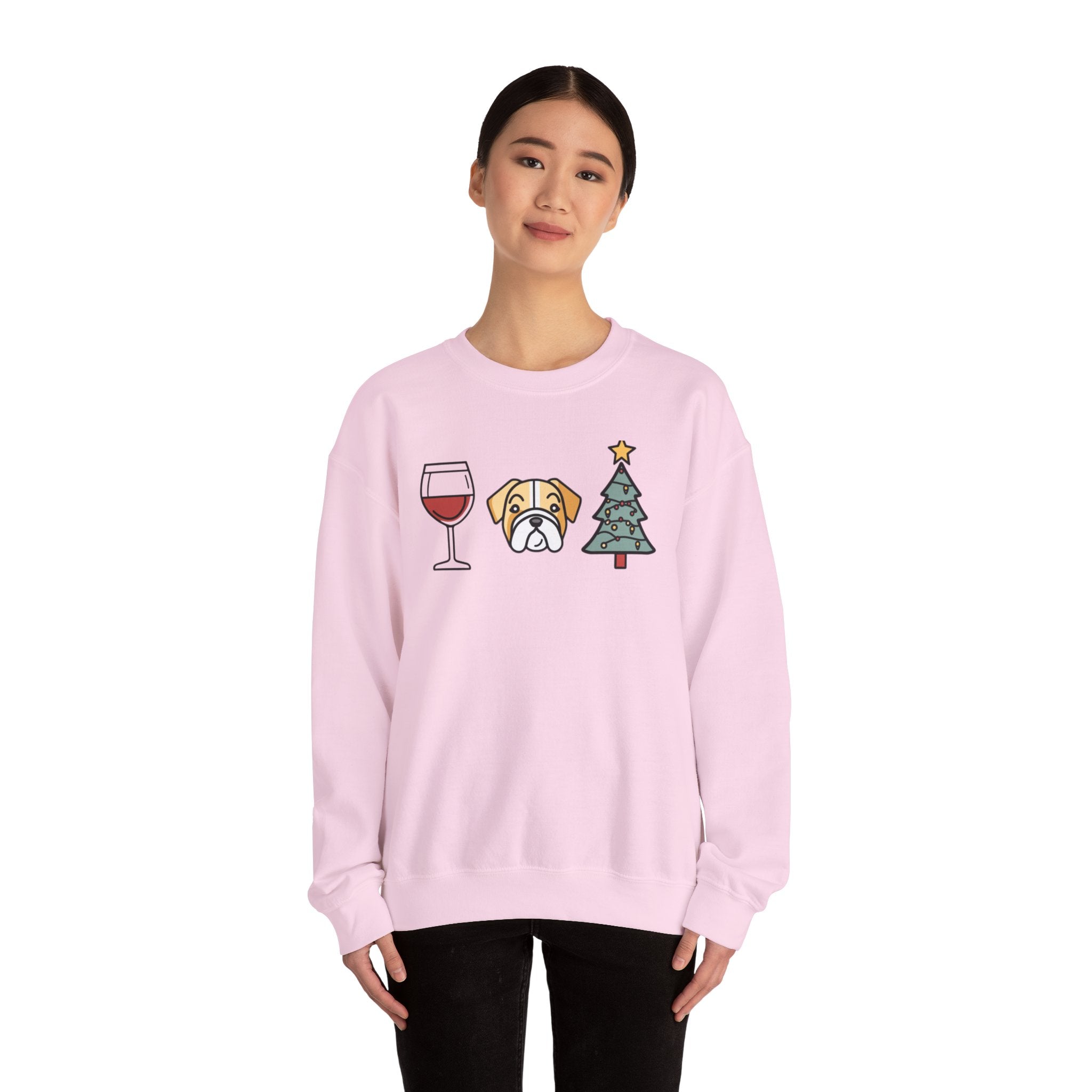 "Santa Paws & Merlot Cheer" Christmas Crewneck Sweatshirt - Unisex (English)