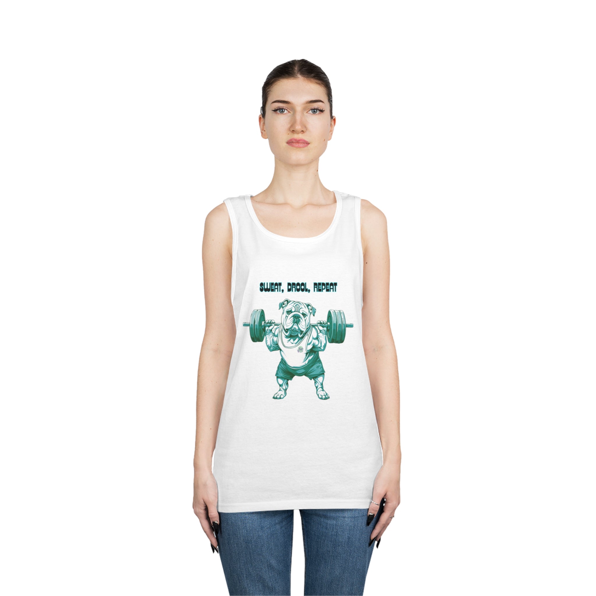 Tipsy Bully "Sweat, Drool, Repeat"  Unisex Tank Top (English/Green)