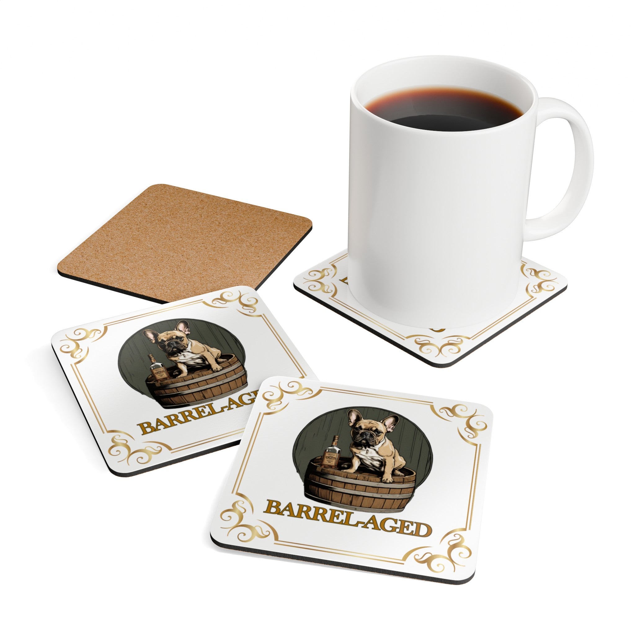 "Barrel Aged" Tipsy Bully Coaster Set (French)