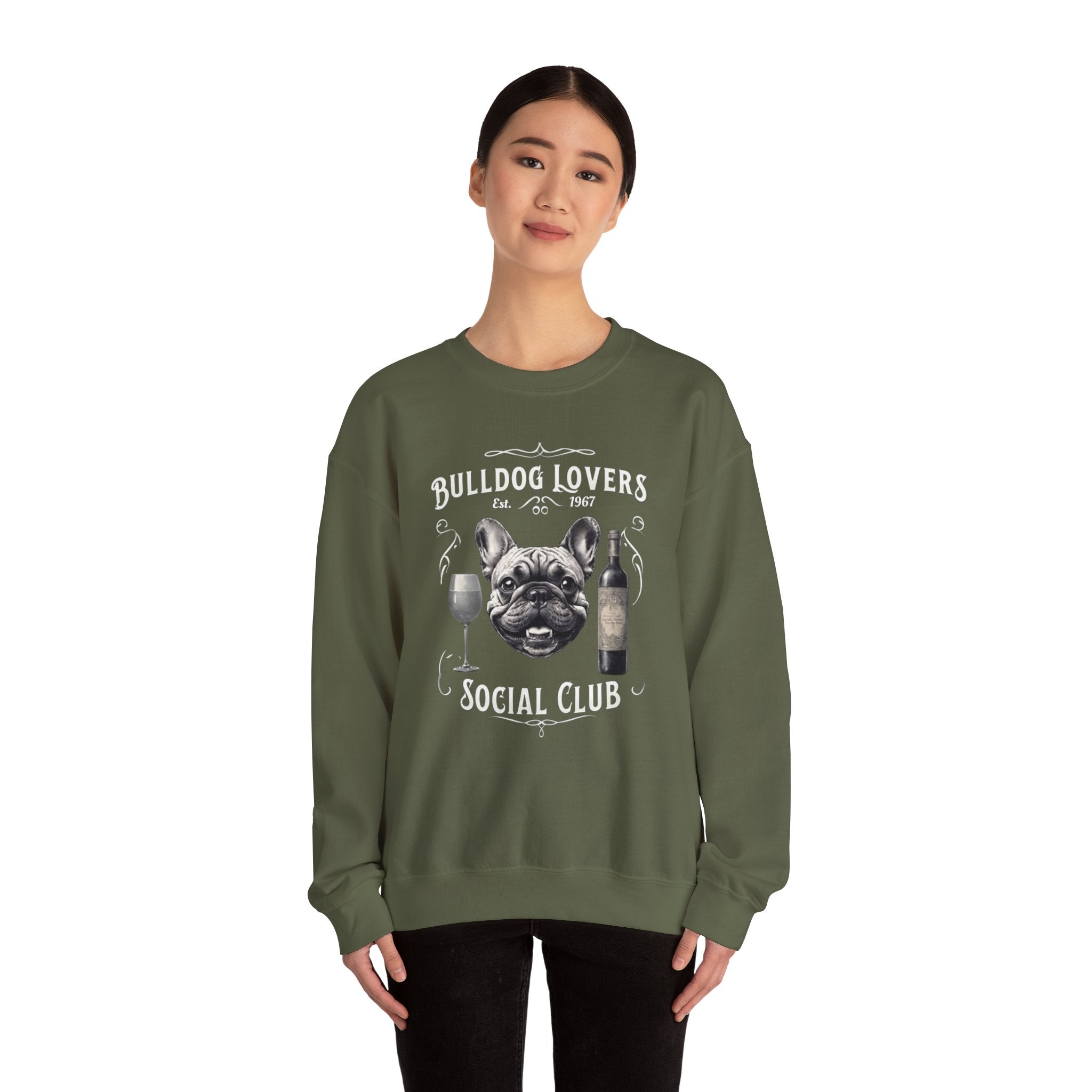 Bulldog Lovers Social Club Unisex Heavy Blend™ Crewneck Sweatshirt (French/Wine)