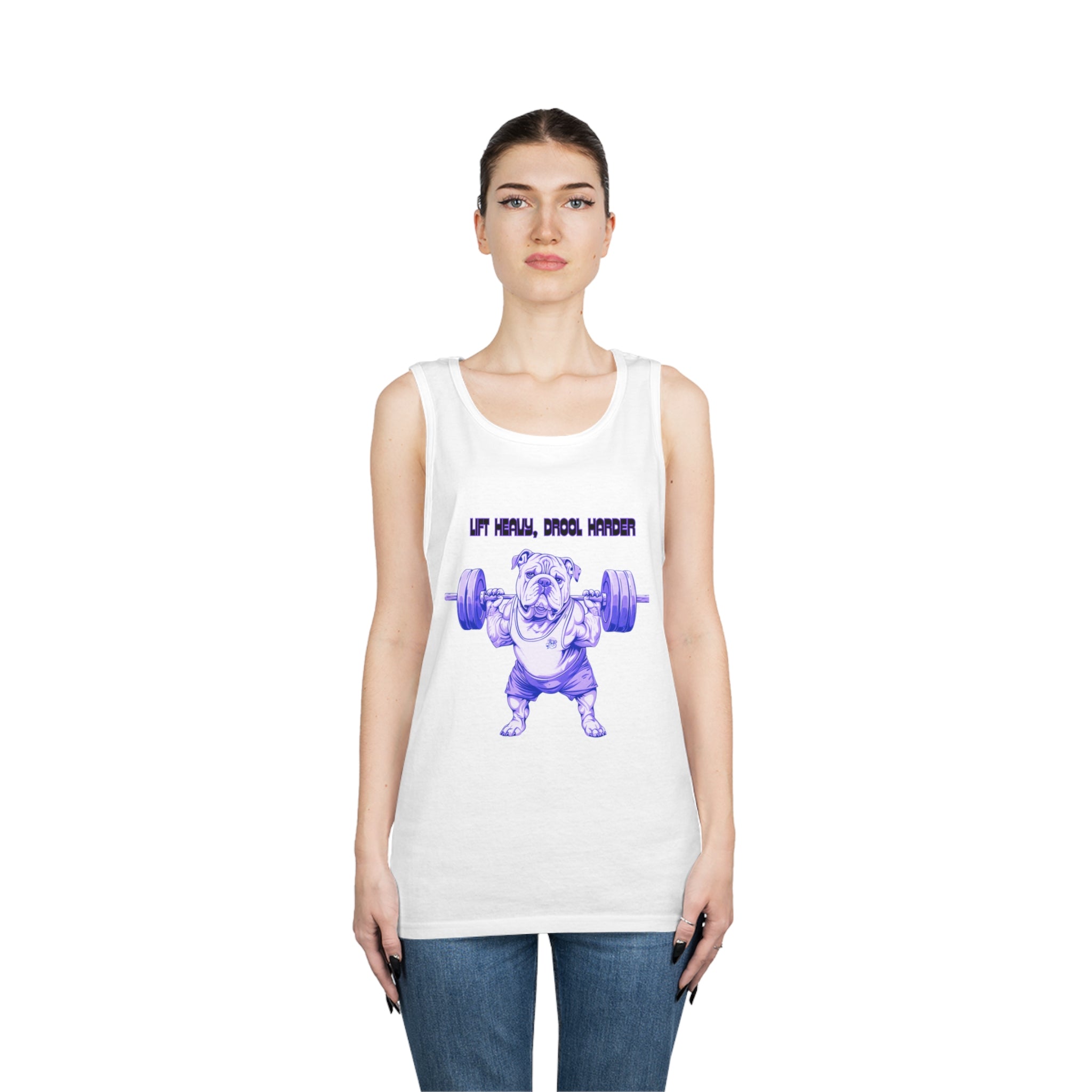 Tipsy Bully "Sweat, Drool, Repeat"  Unisex Tank Top (English/Purple)