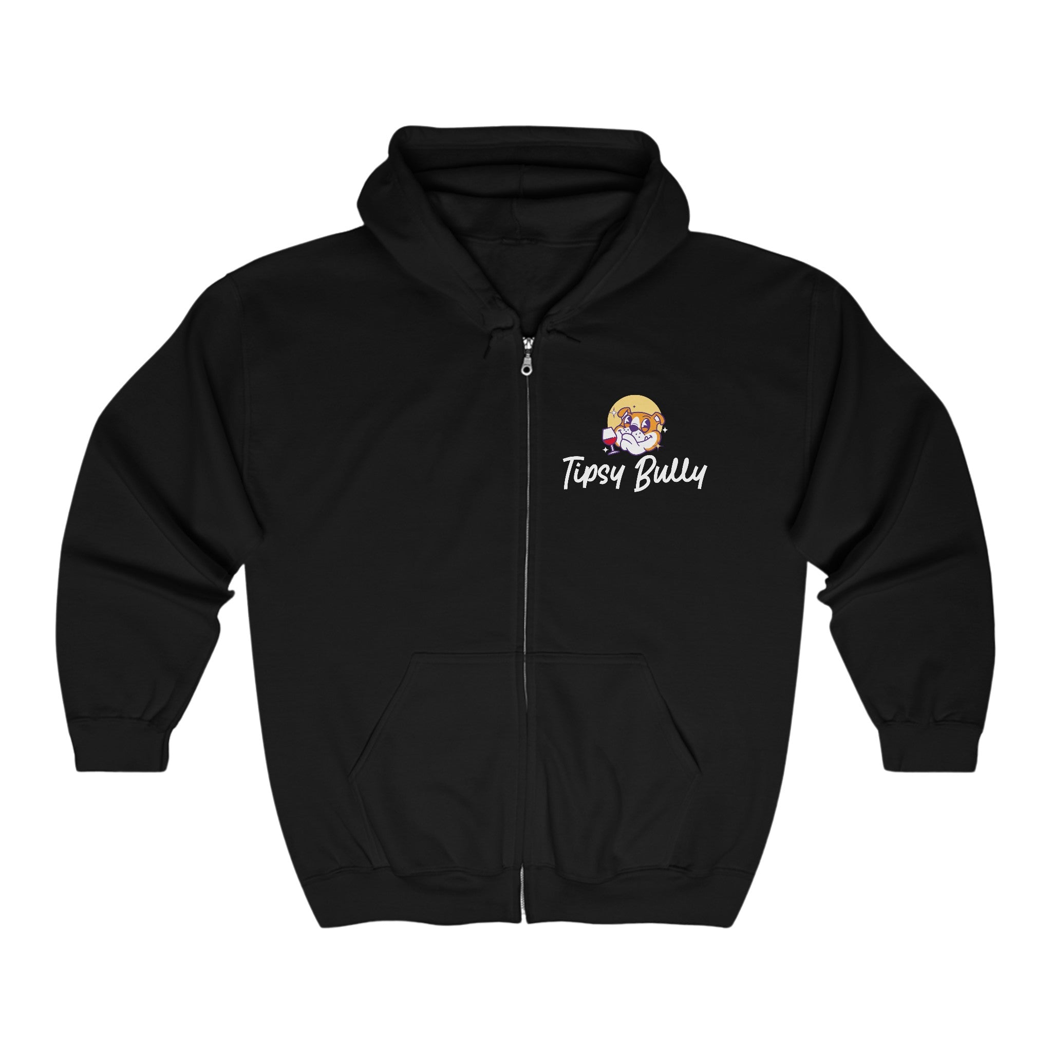 Tipsy Bully Unisex Heavy Blend™ Full Zip Hooded Sweatshirt (Black/Cookie)