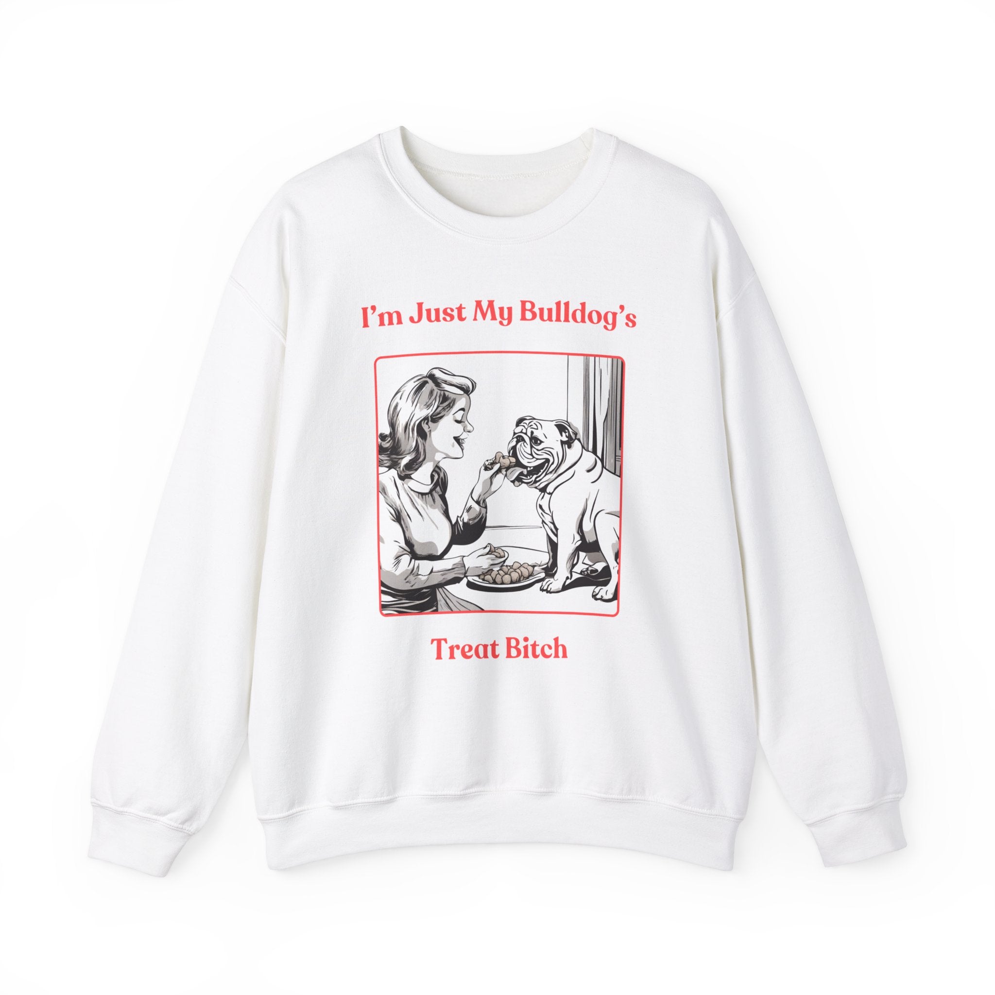 "Just My Bulldog's Treat Bitch" Crew Neck Sweatshirt (English/Pink)