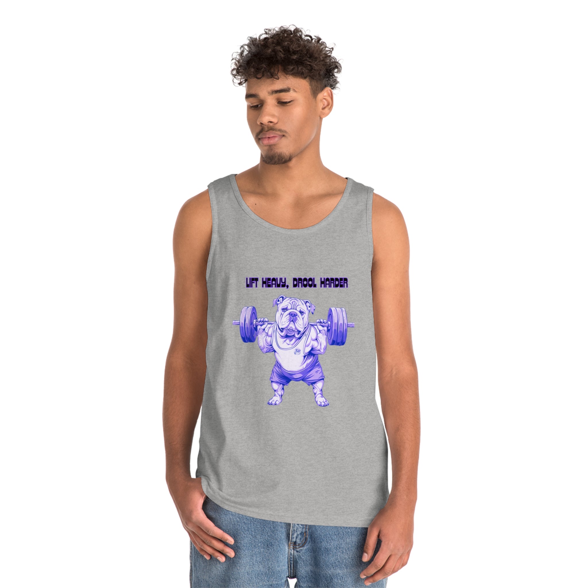 Tipsy Bully "Sweat, Drool, Repeat"  Unisex Tank Top (English/Purple)