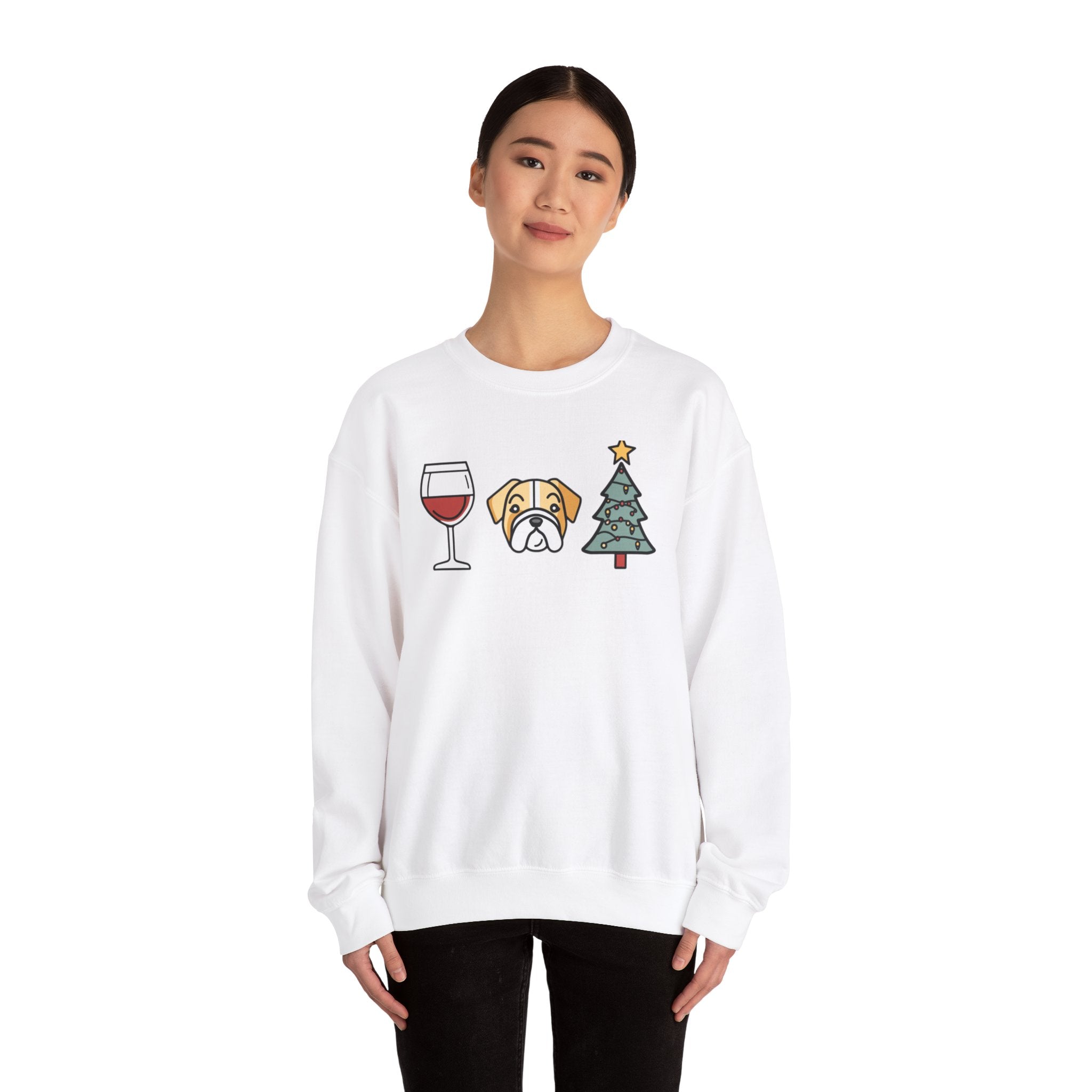 "Santa Paws & Merlot Cheer" Christmas Crewneck Sweatshirt - Unisex (English)