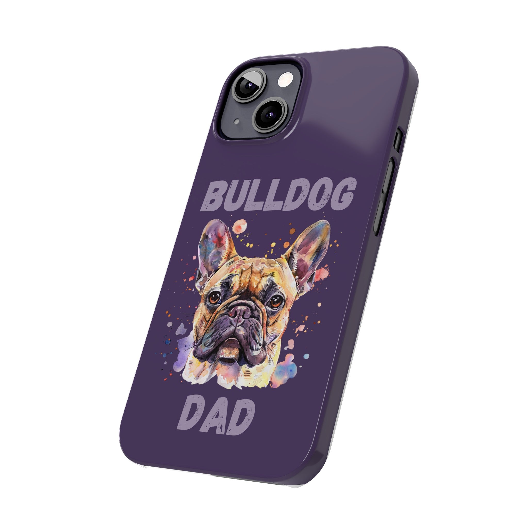 Bulldog Dad iPhone Cases (French/Purple)