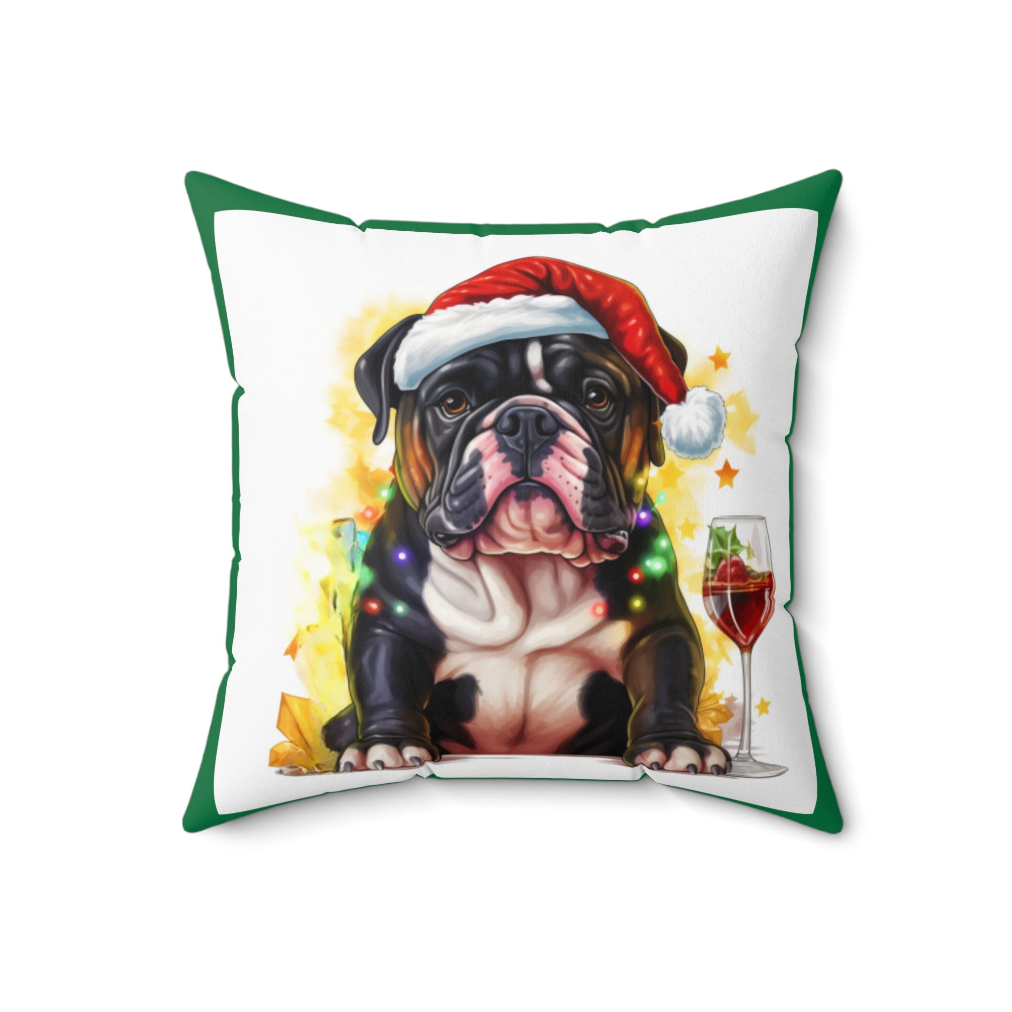 Tipsy Bully Holiday Pillow (Black English-Green)