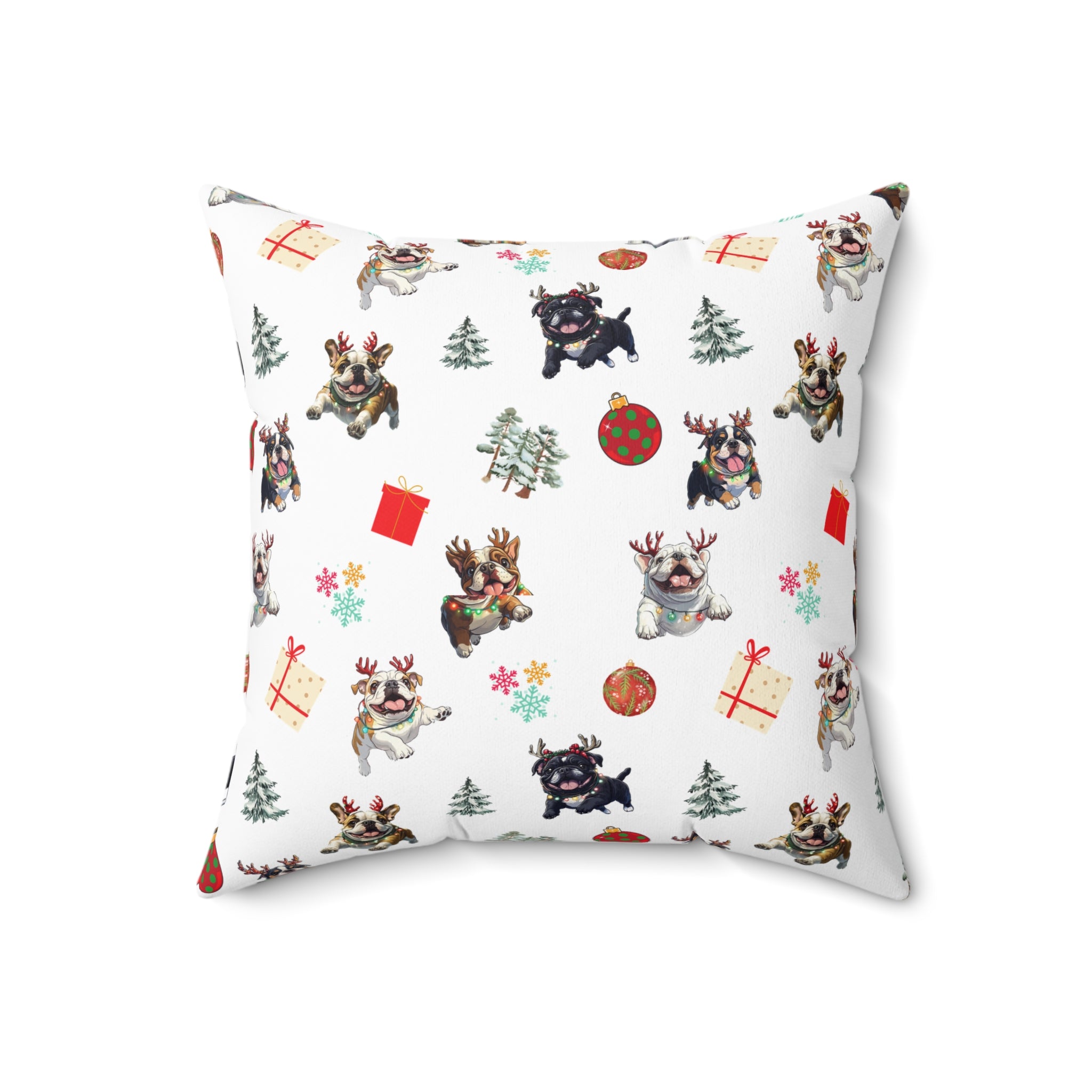 “Tipsy Bulldogs” Christmas pillow (English)