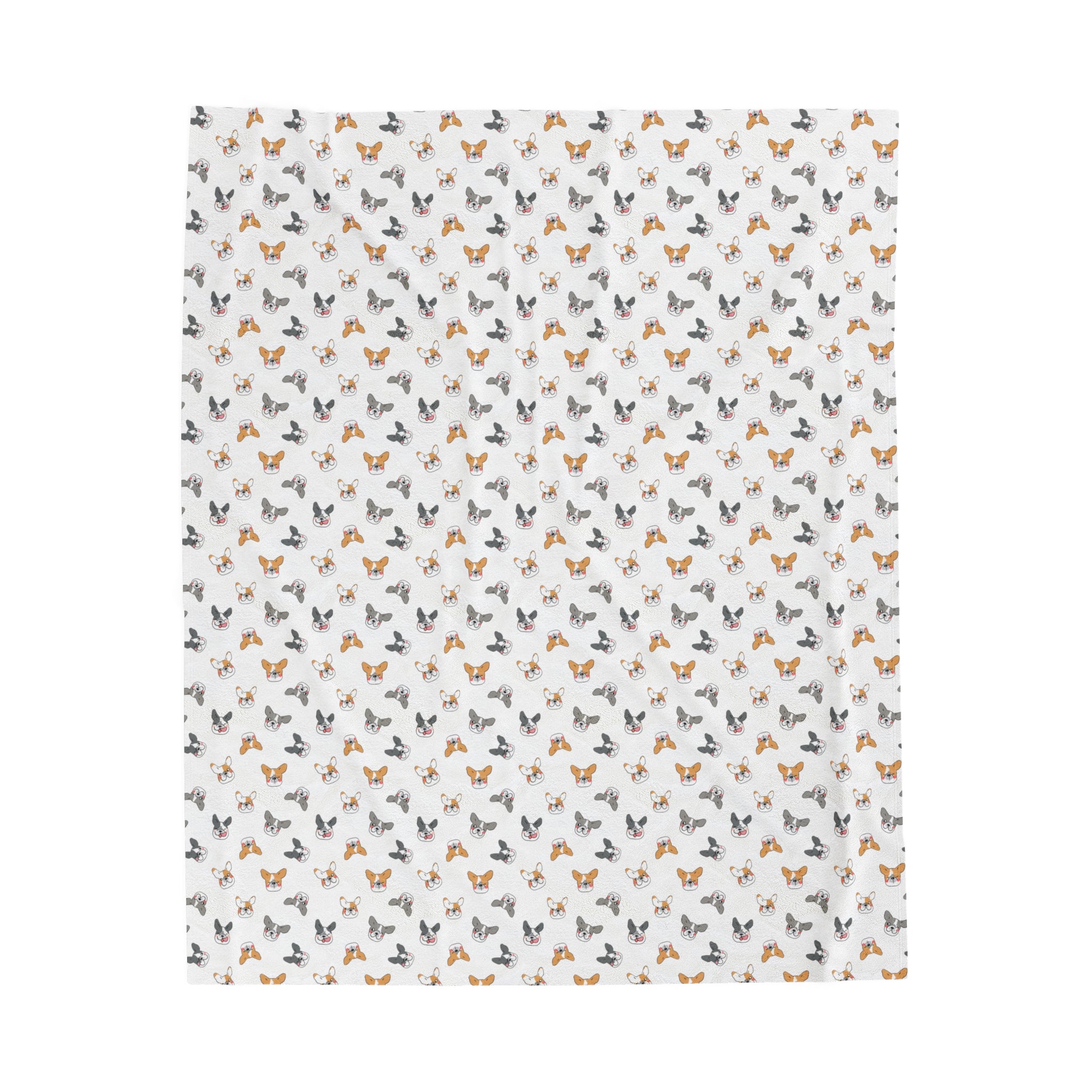 Bulldog Cuddle Haven: All-Over-Print Velveteen Blanket (French)